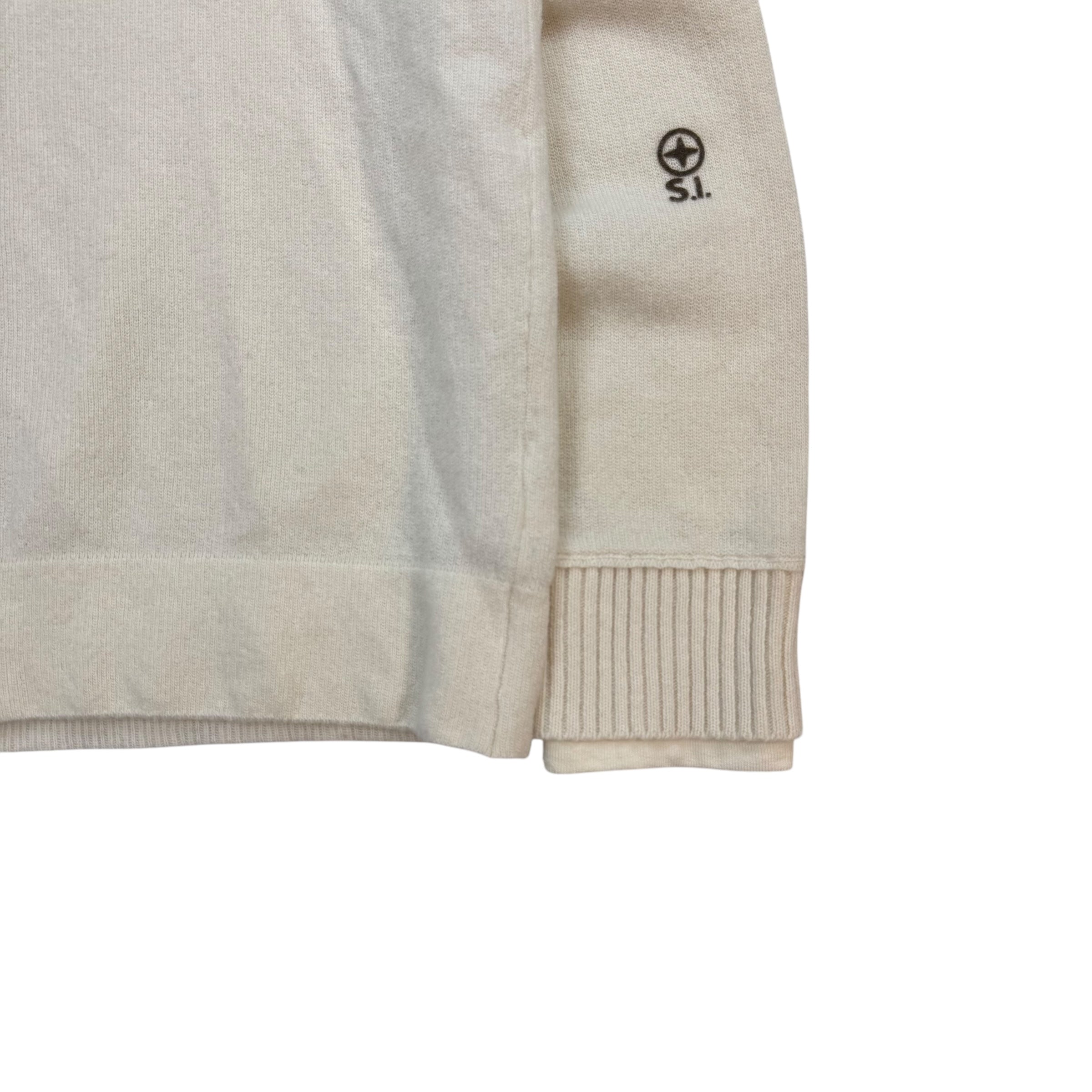 Vintage Stone Island Denims Zip Up Knit Sweater Cream