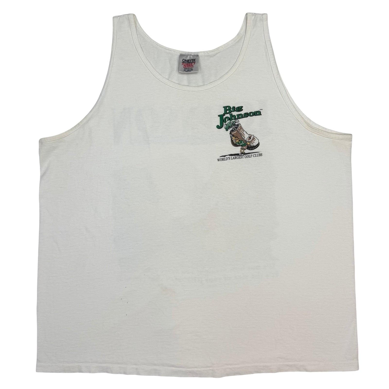 Vintage Johnson Worlds Largest Golf Clubs Tank Top White