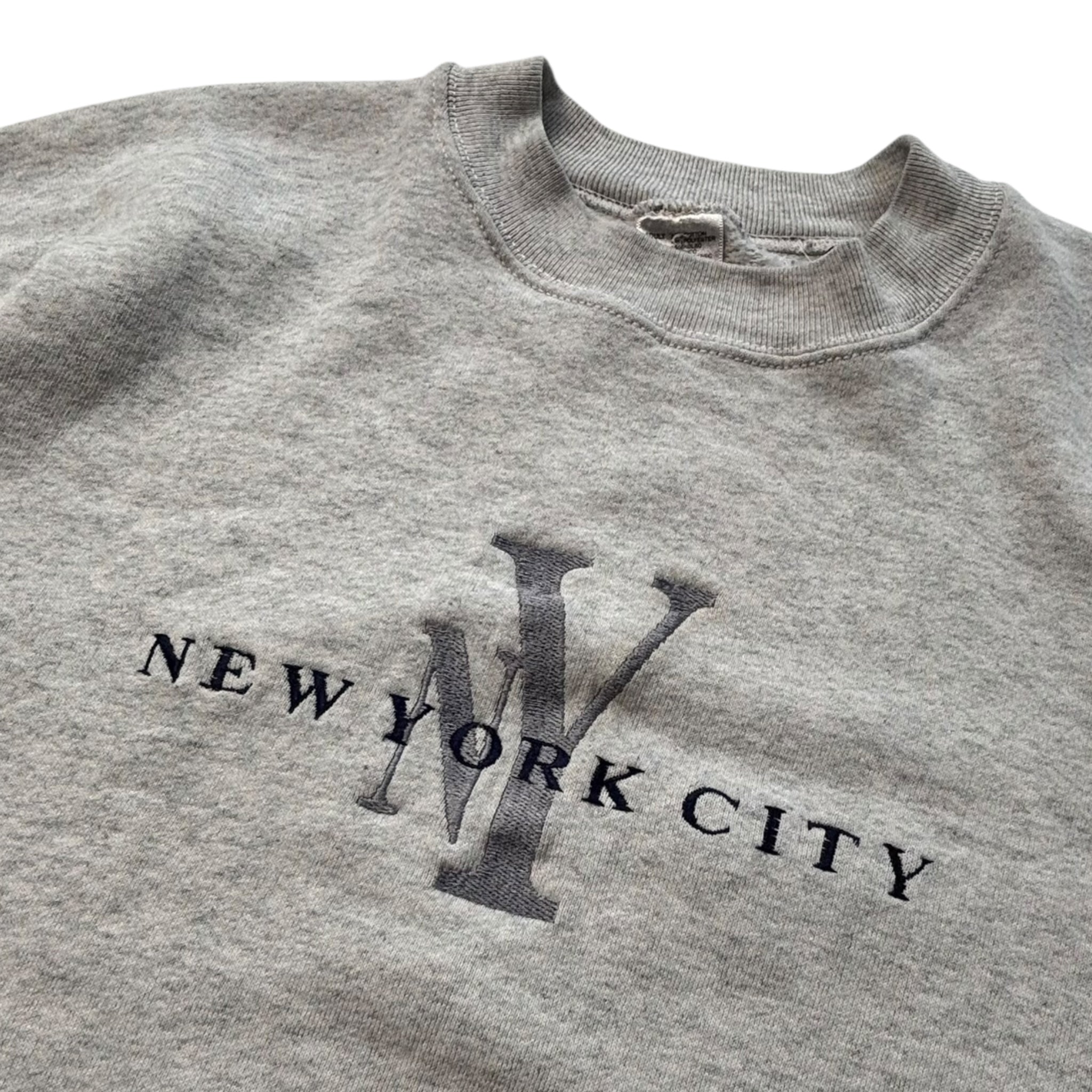 Vintage New York City Embroidered Crewneck Grey