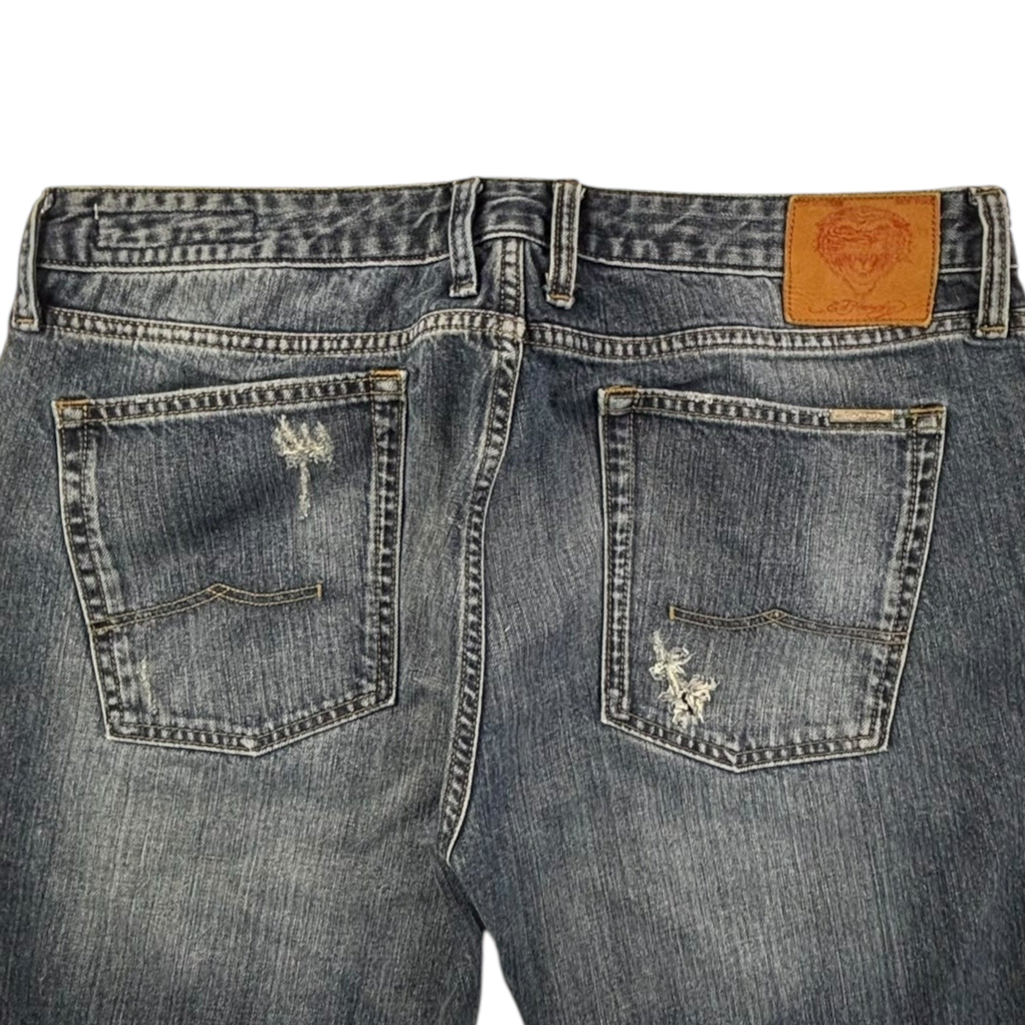 Vintage Ed Hardy Distressed Pants Dark Blue