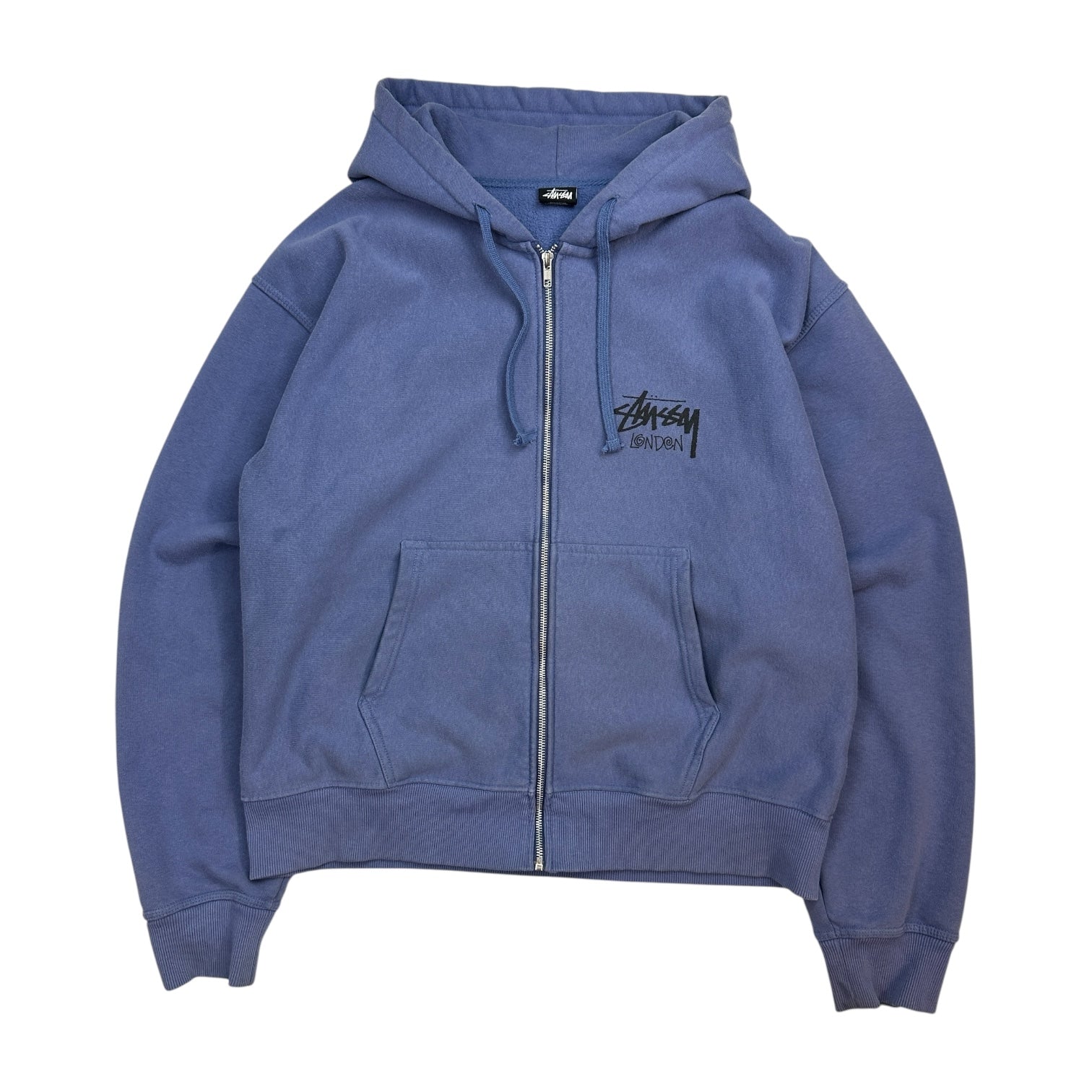 Stussy London Chapter Stock Logo Zip Up Hoodie Blue