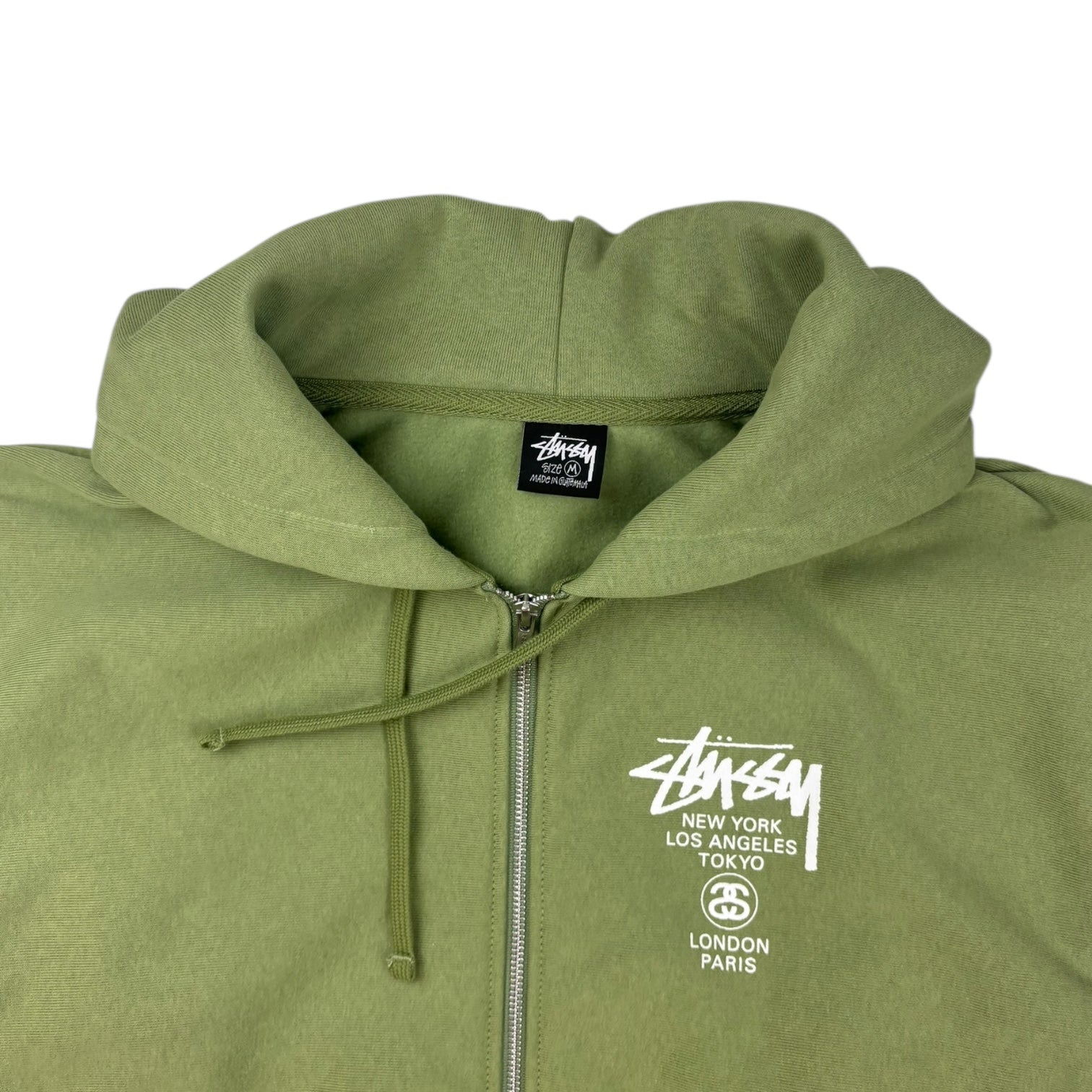 Stussy World Tour Zip-Up Hoodie Moss