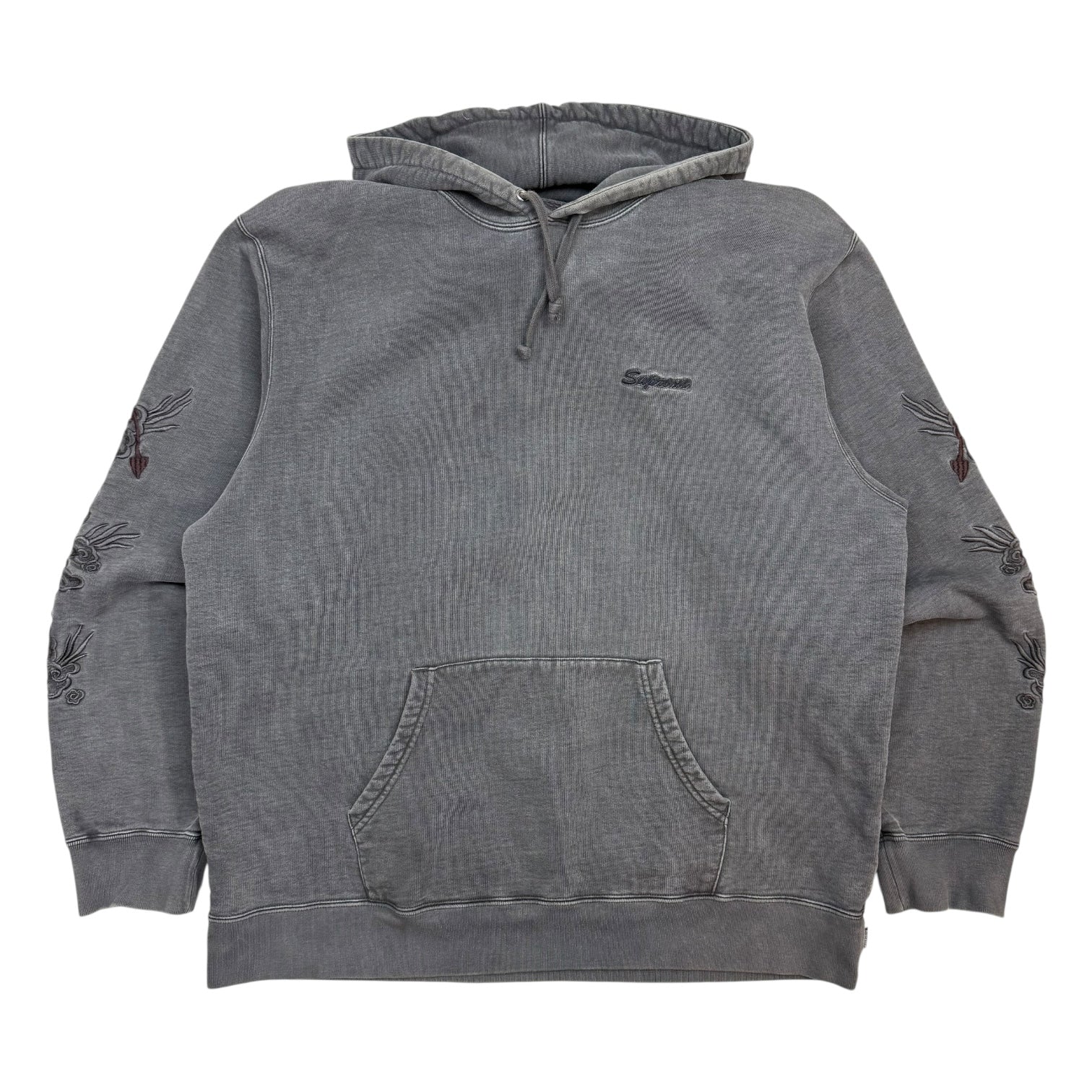 Supreme Dragon Overdyed Hoodie Grey