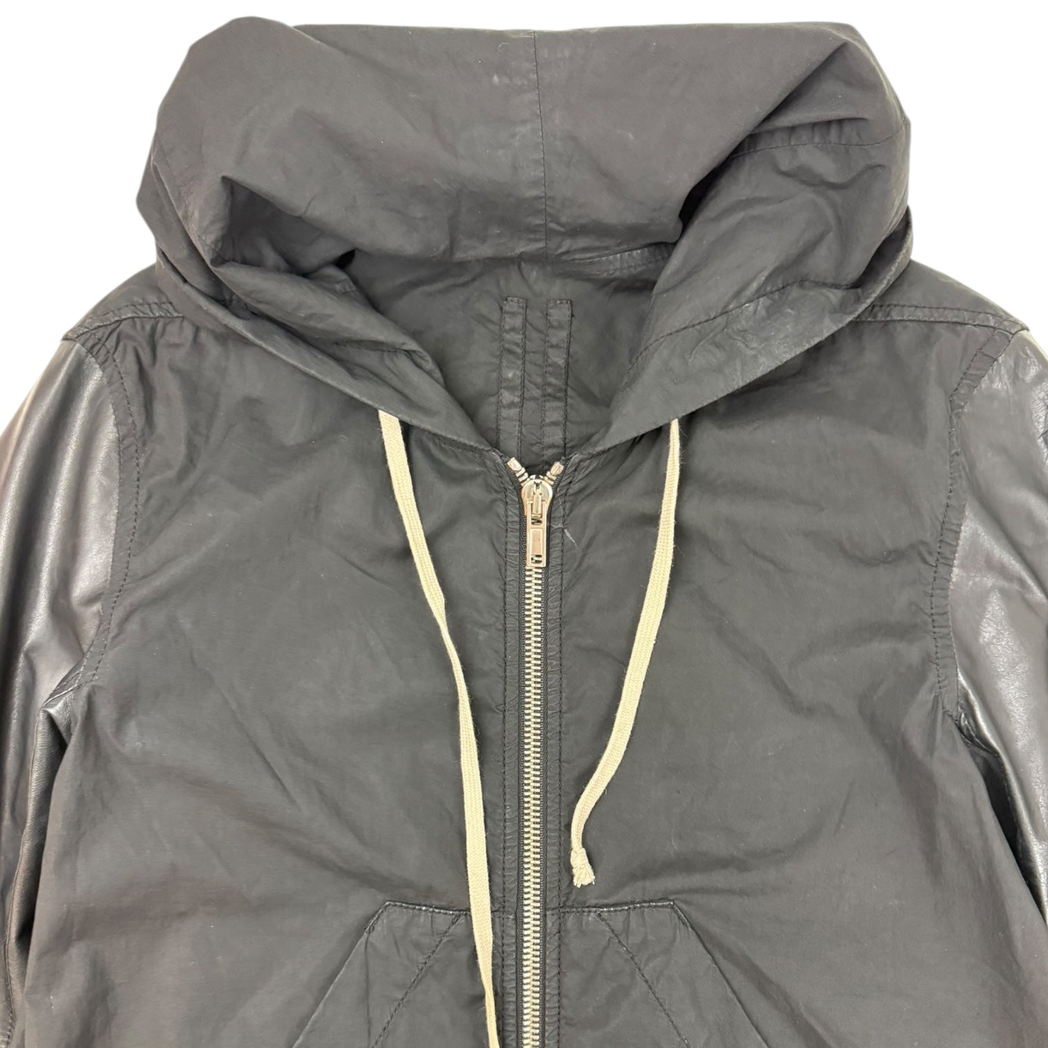Rick Owens Drkshdw Olmar and Mirta Leather Sleeves Jacket Black