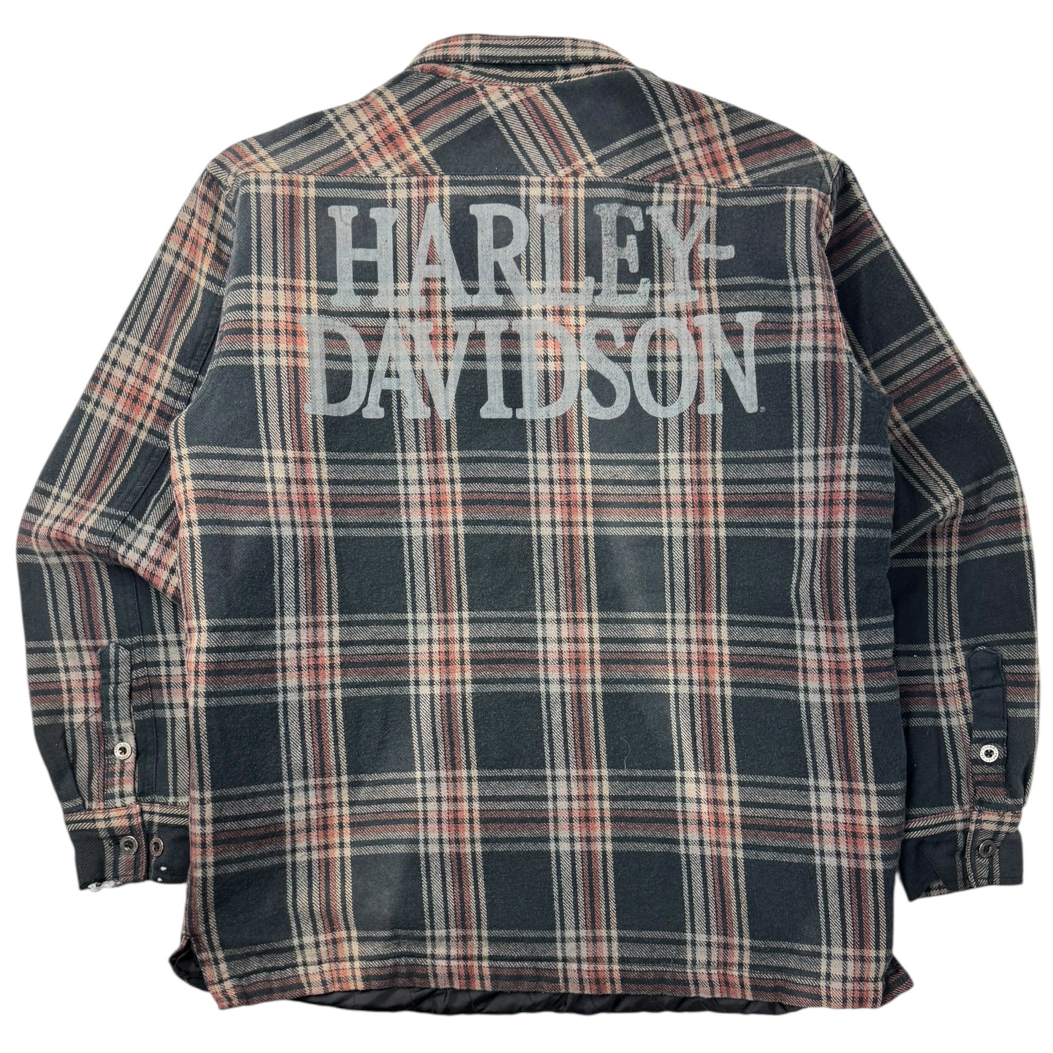 Vintage Harley Davidson Quilted Flannel Button Up Shirt