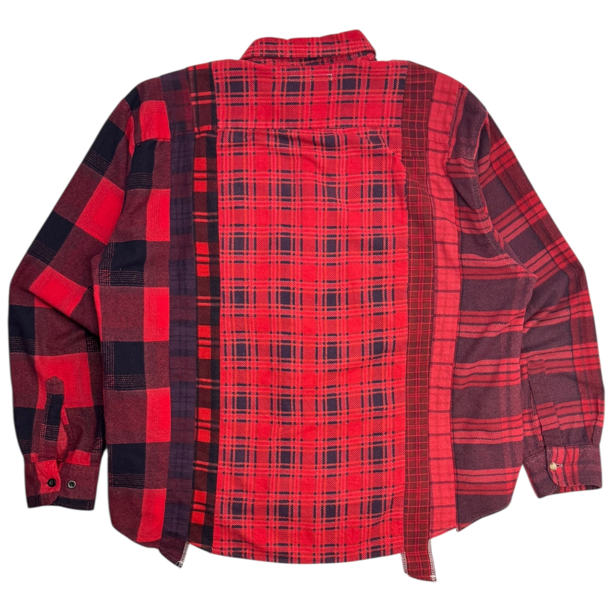 Needles 7 Cuts Wide Patchwork Frayed Button Up Shirt