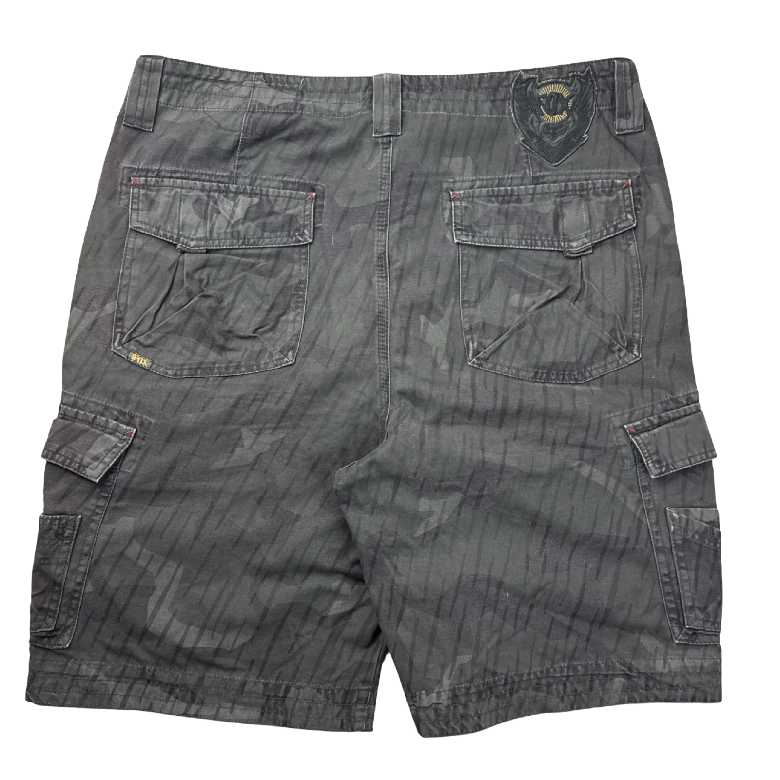 Vintage Y2K Fox Embroidered Dark Treebark Cargo Shorts