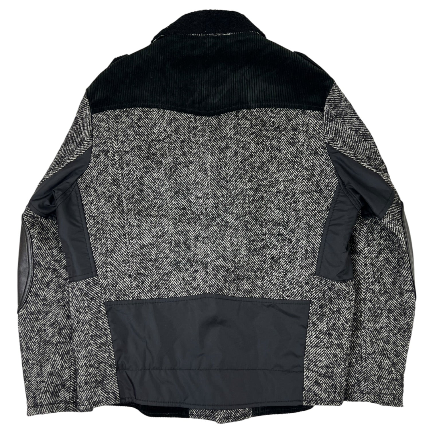 Junya Watanabe x Comme Des Garçons Patchwork Wool Tweed Biker Jacket Grey
