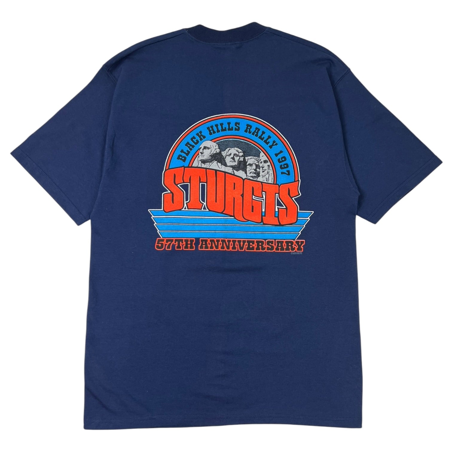 Vintage 1997 Sturgis 57th Anniversary Buffalo Skull T-Shirt Navy