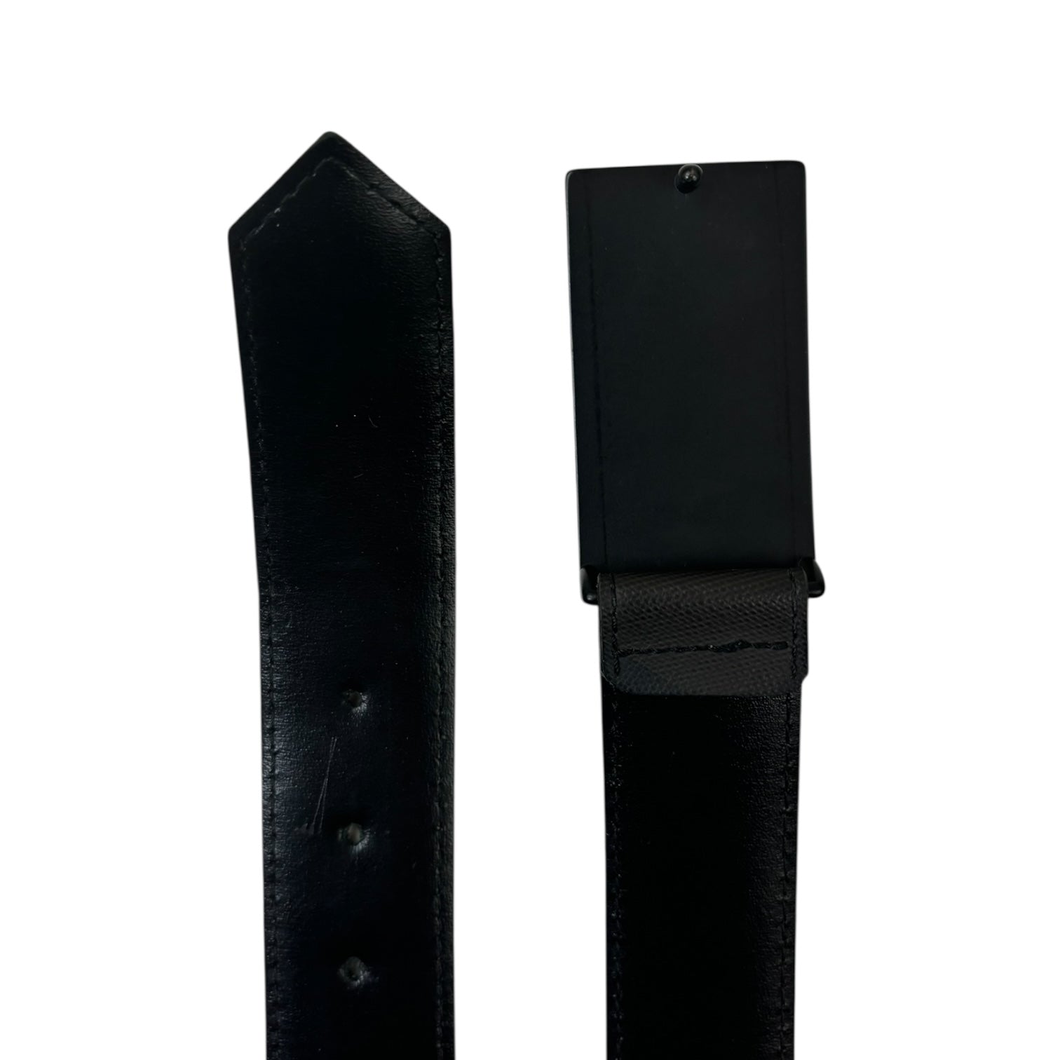 Burberry Monochrome Plaid Leather Belt Black
