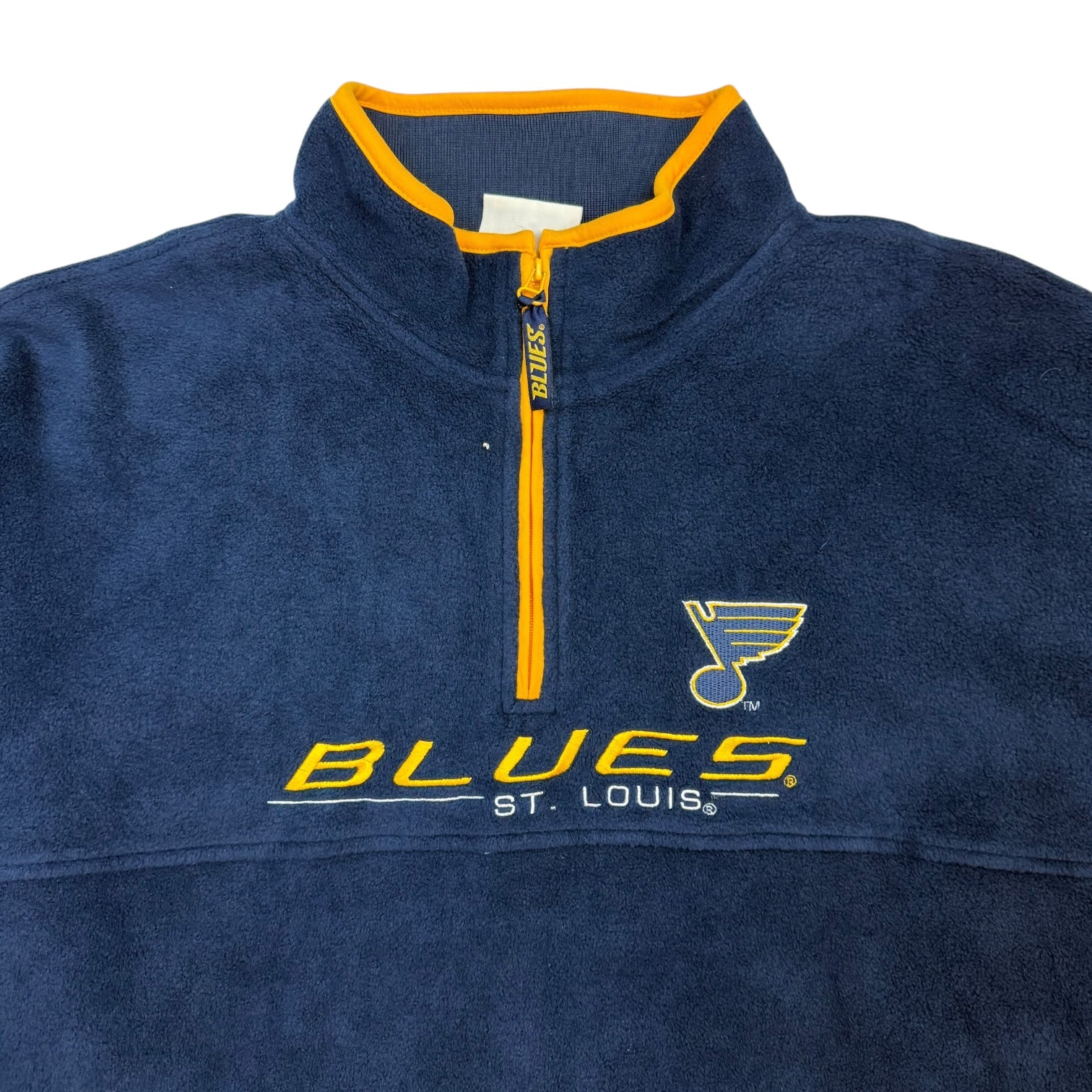 Vintage St Louis Blues Quarter Zip Sweater Blue/Yellow