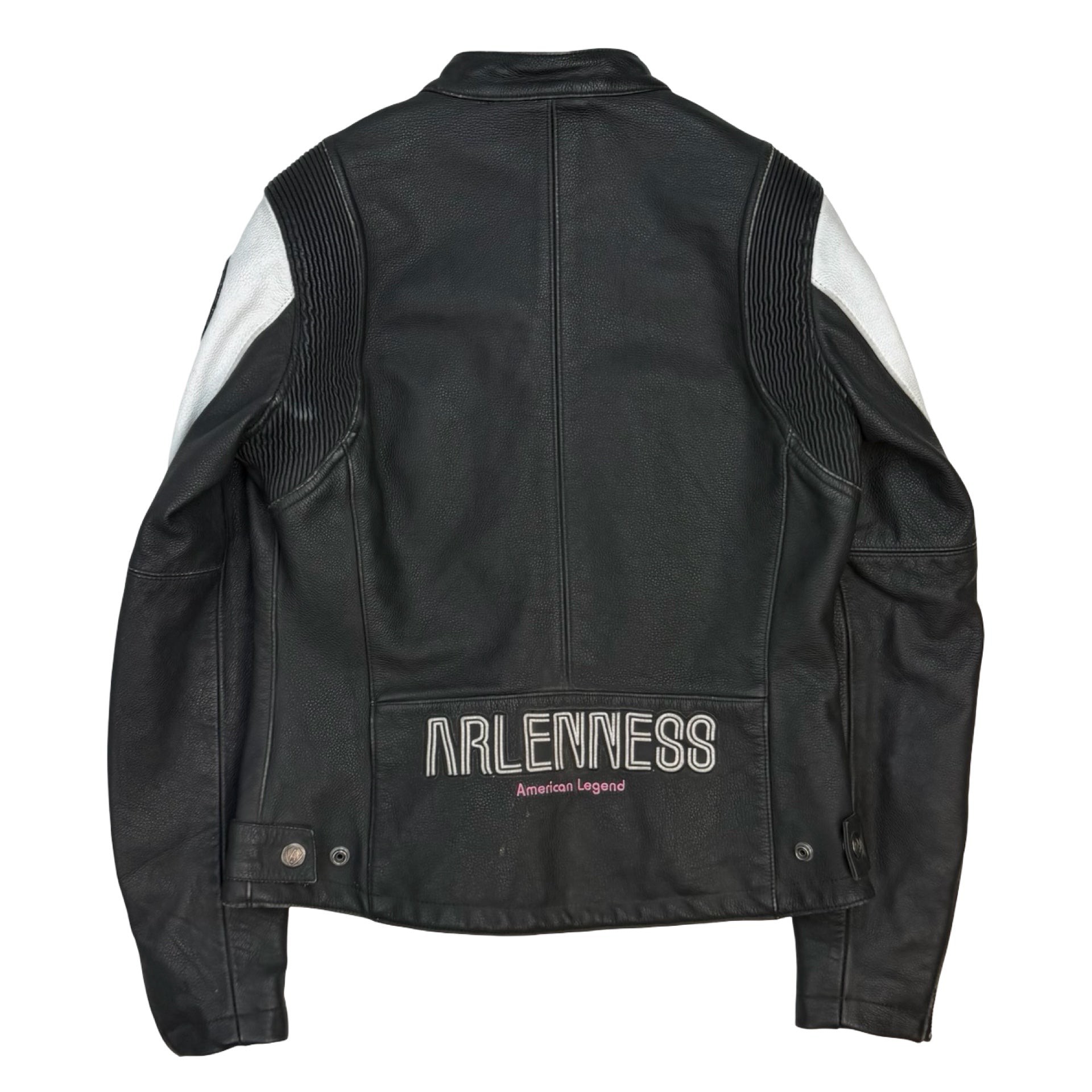 (W) Vintage Arlenness American Legend Leather Racing Jacket Black