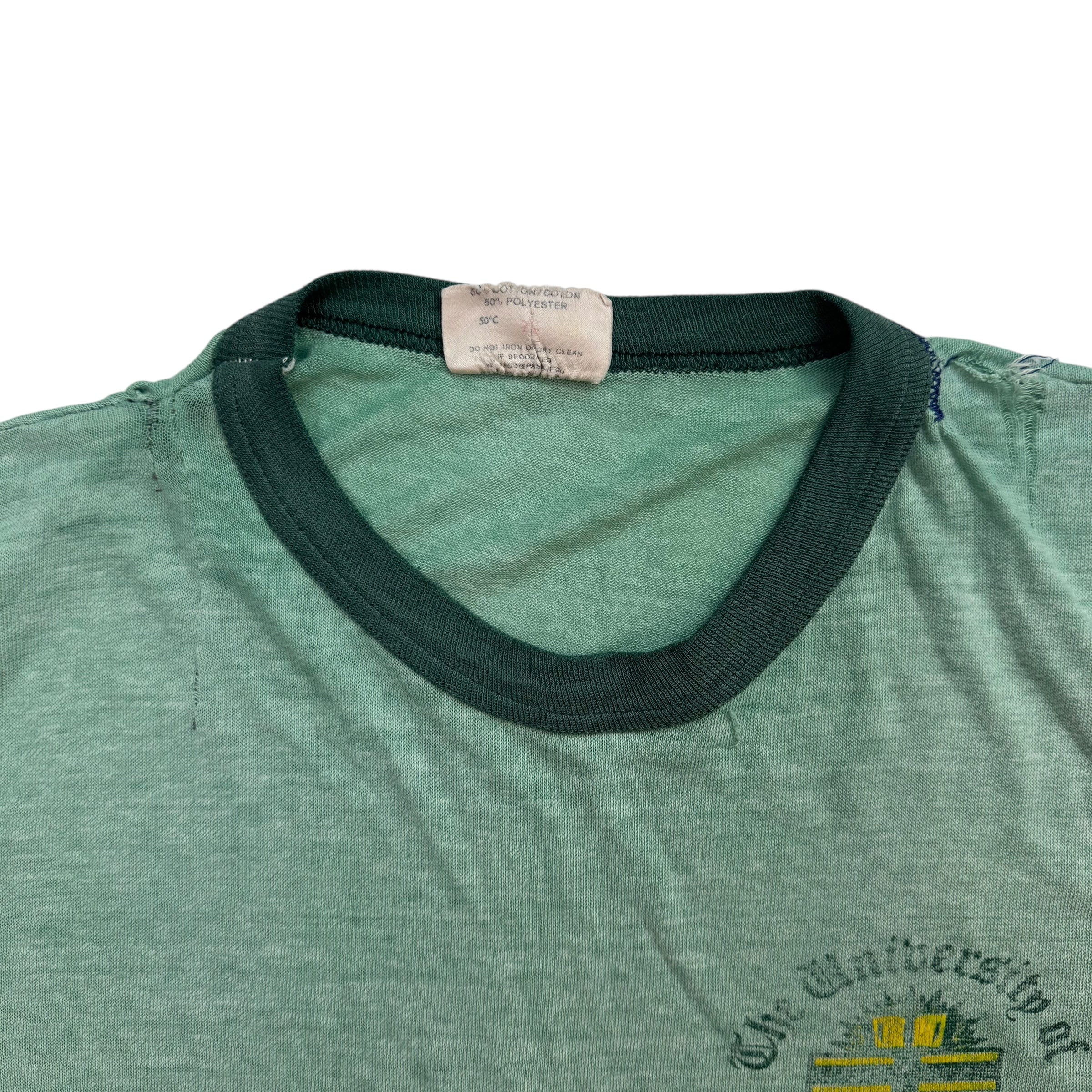 Vintage 1970's University Of Alberta Tee Faded Green