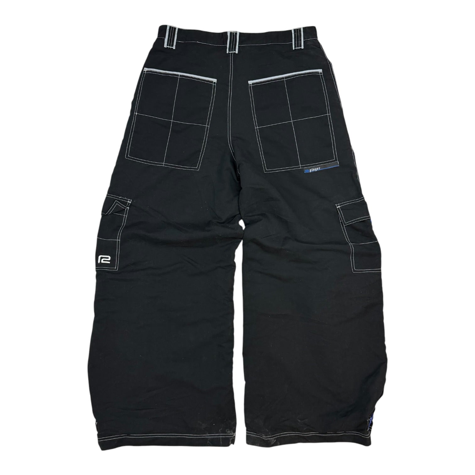 R2 Player Wide Leg Cargo Pants Black