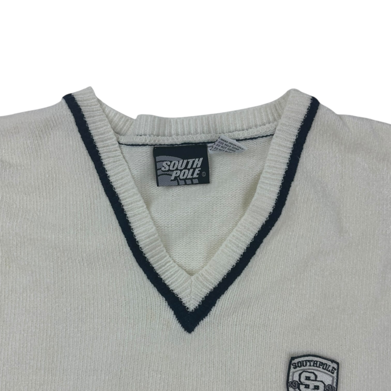 Vintage Y2K Southpole Chenille Sweater Vest White