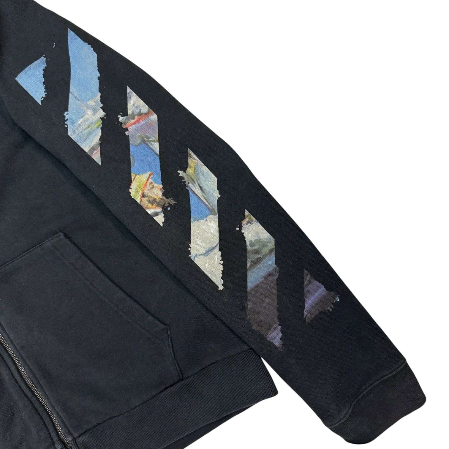 Off-White Edouard Manet Floating Studio Arrows Zip Up Hoodie Black