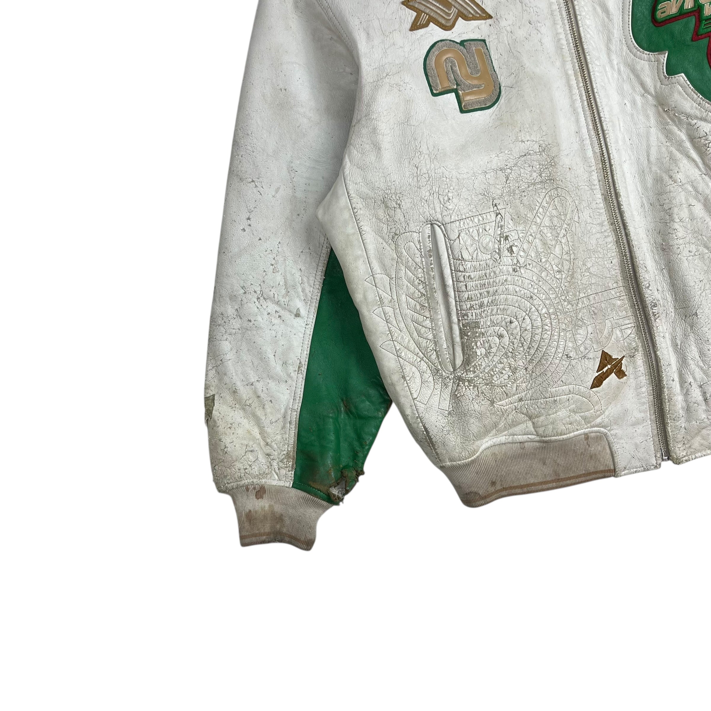 Vintage Avirex Varsity Leather Jacket White/Green