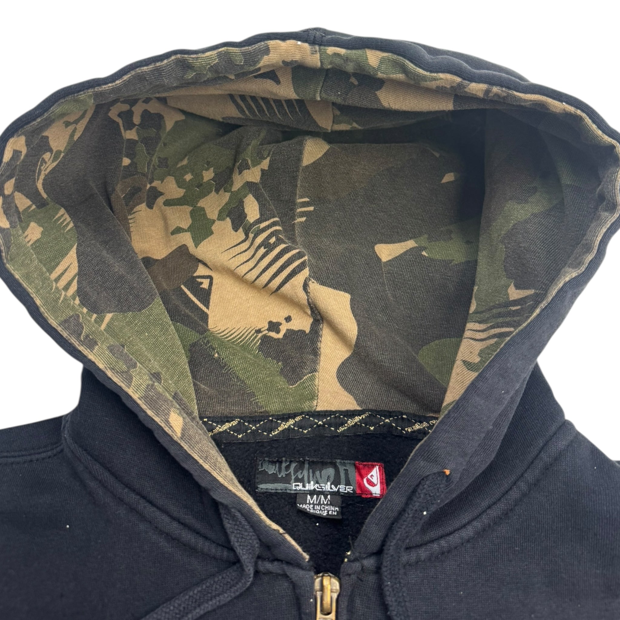 Vintage Y2K Quiksilver Camo Logo Zip Hoodie