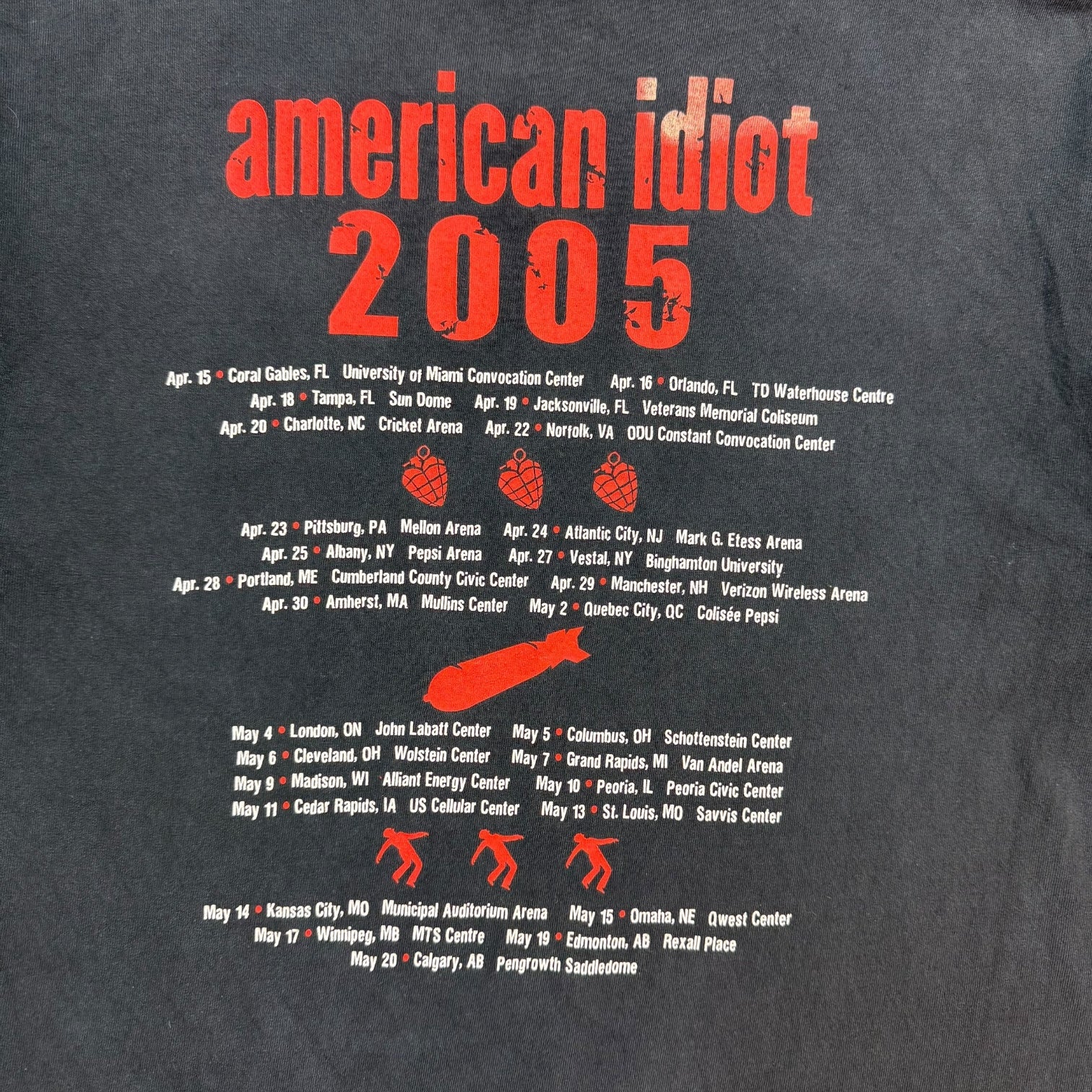 2005 Green Day American Idiot Tour Tee Black