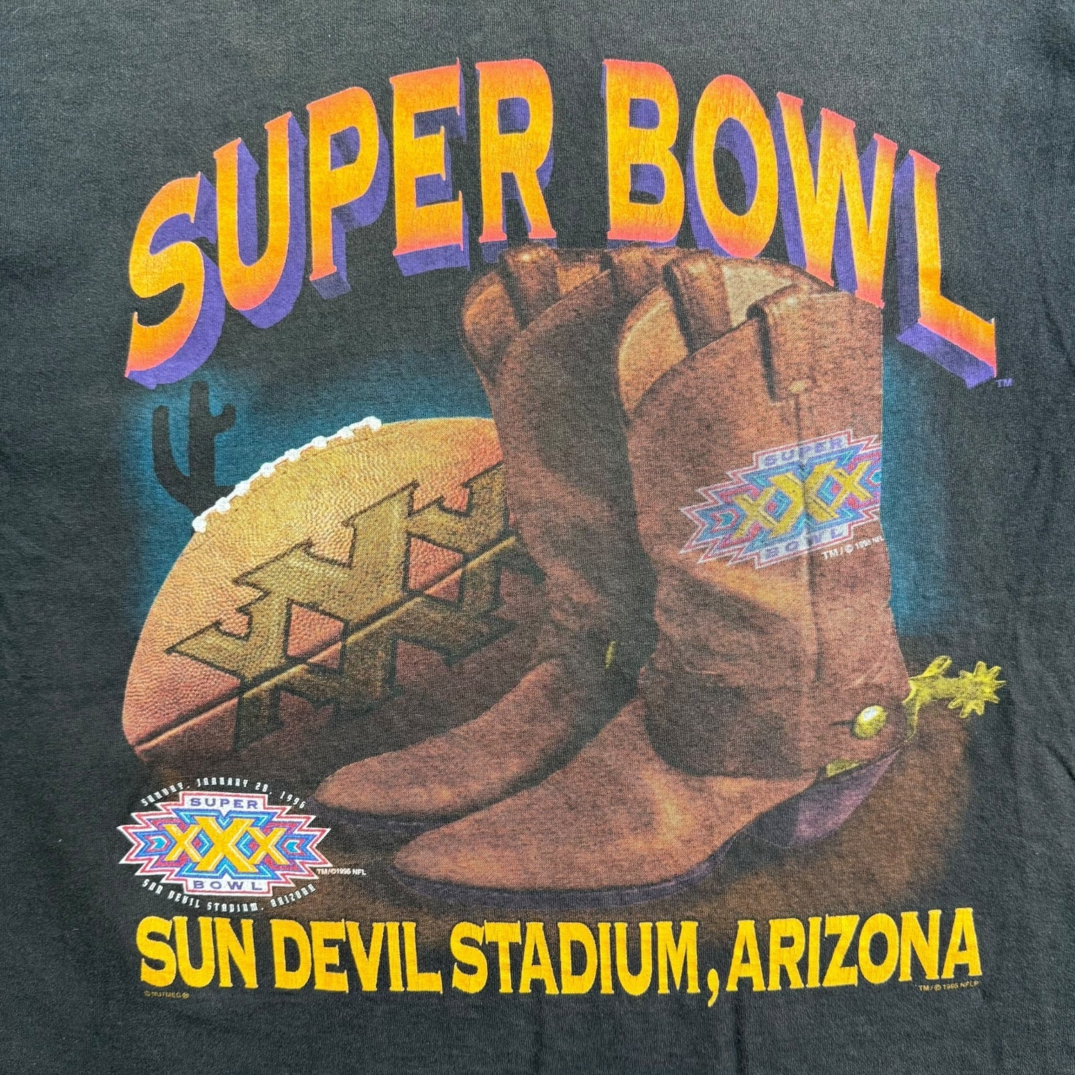 1995 Lee Sports Super Bowl XXX Tee Faded Black