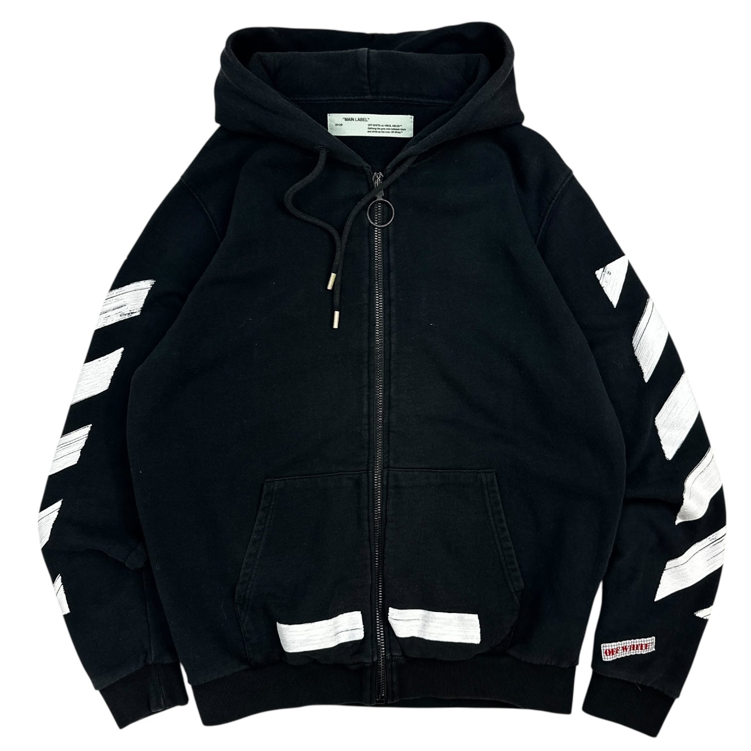 Off-White Paint Brush Zip Up Hoodie Black