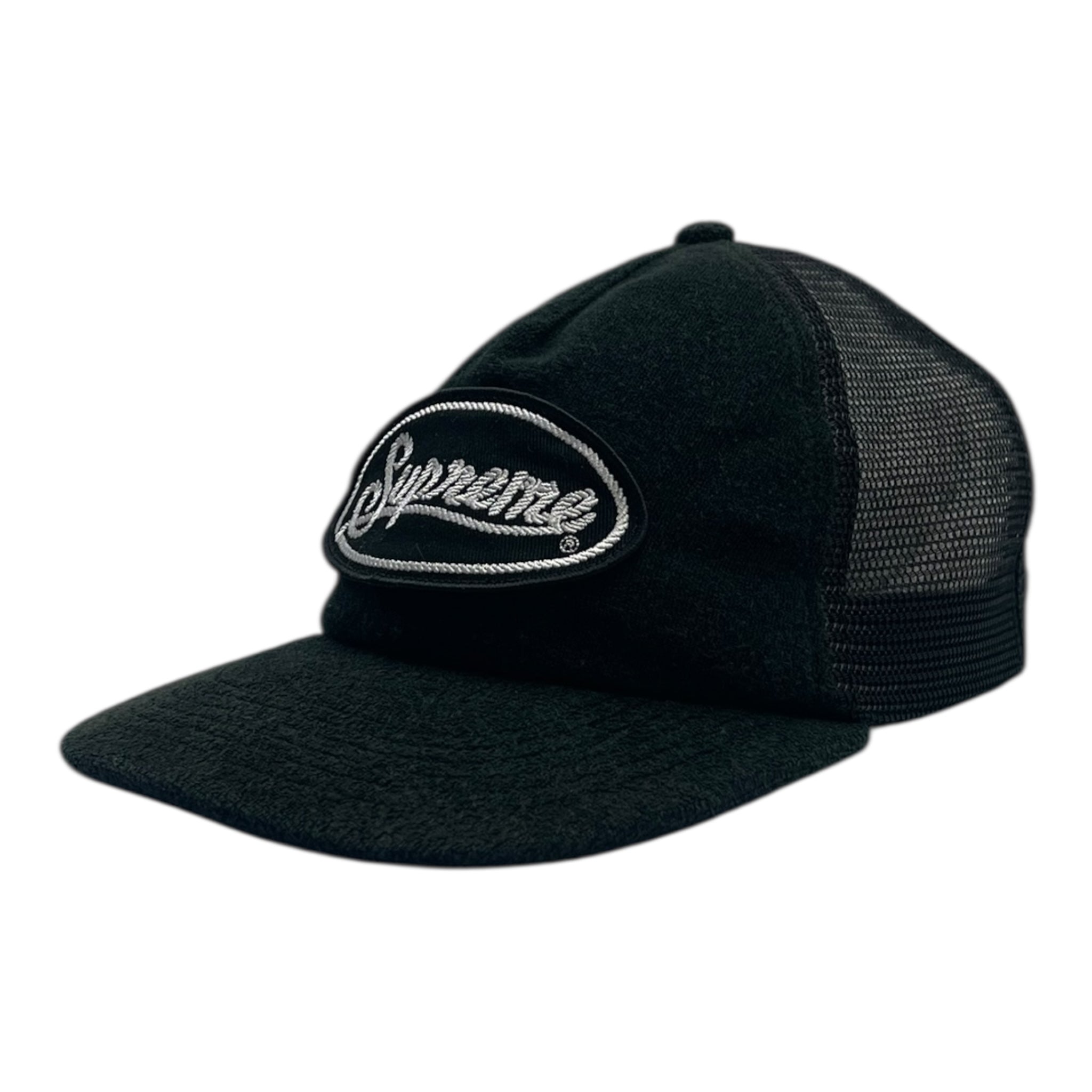 Supreme Terry Mesh Back 5 Panel Snapback Hat Black