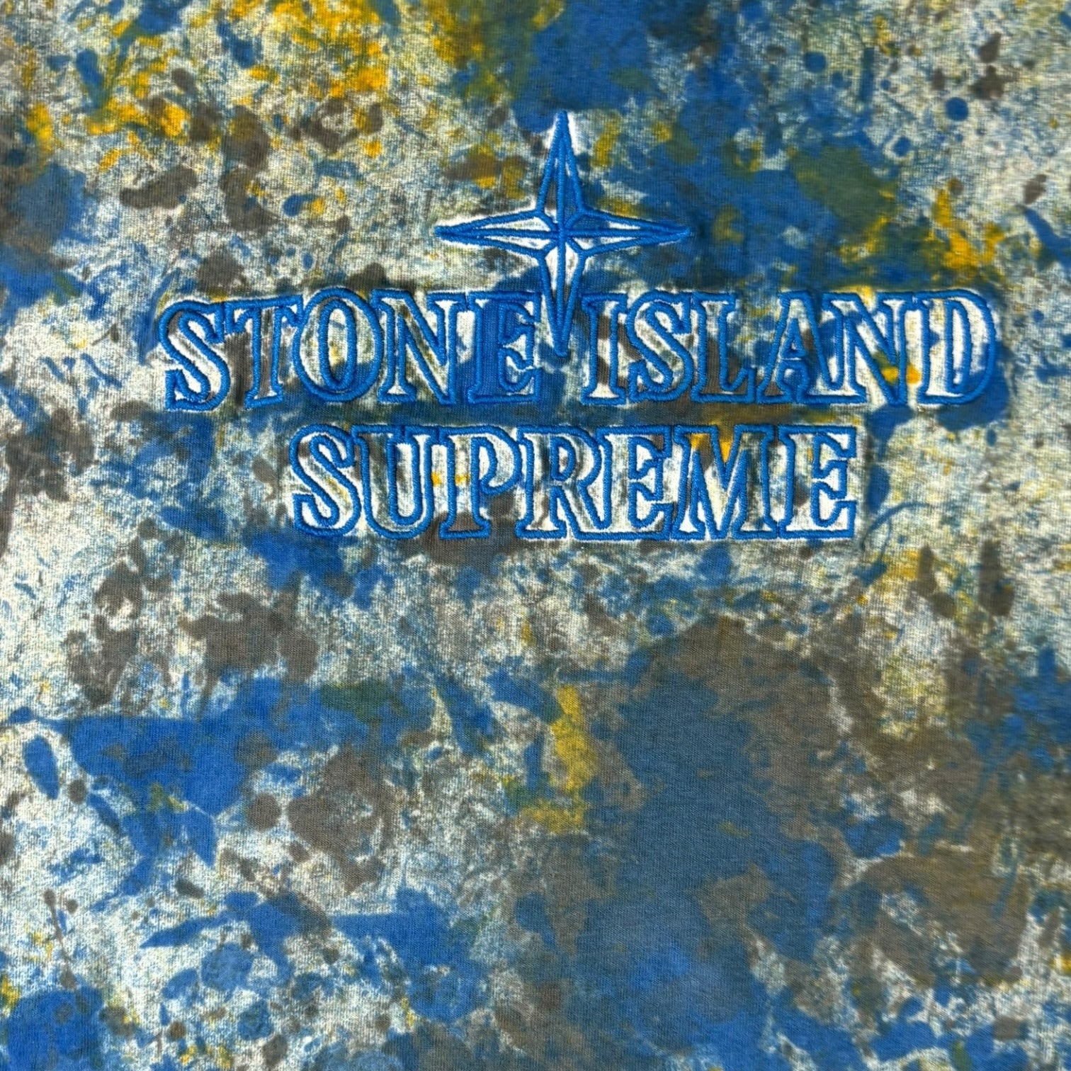 Supreme x Stone Island Embroidered Paint Ball T-Shirt Blue/Yellow