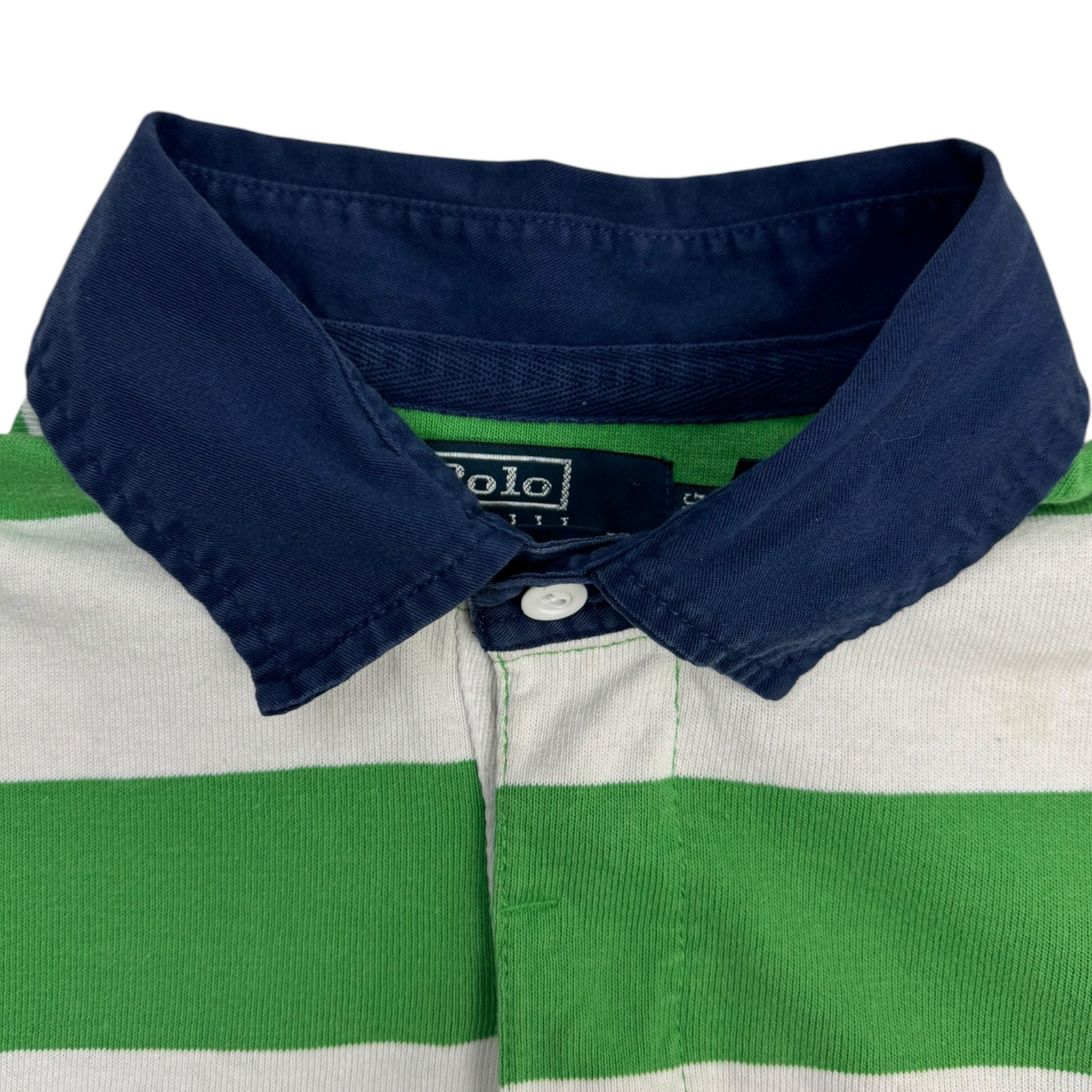 Vintage Polo Ralph Lauren Striped Collared Rugby Green