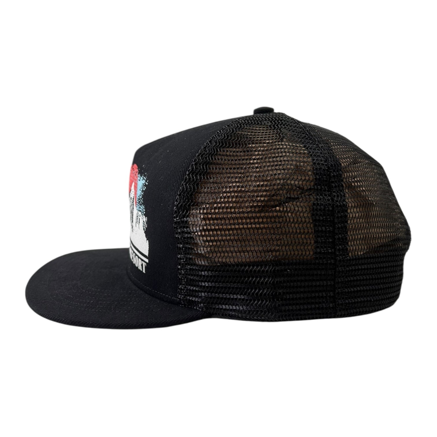 Rhude Mont-Blanc Ski Resort Trucker SnapBack Hat Black