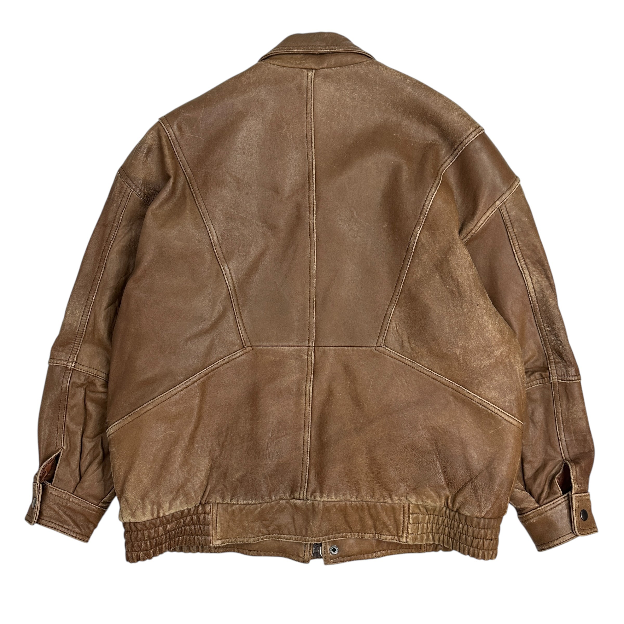Vintage Leather Bomber Jacket Brown