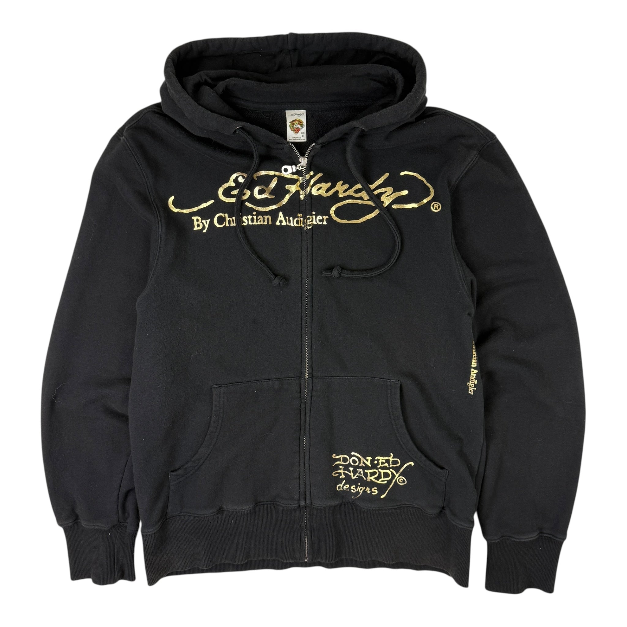 Vintage Y2K Ed Hardy Exploding Skull Zip-Up Hoodie Black