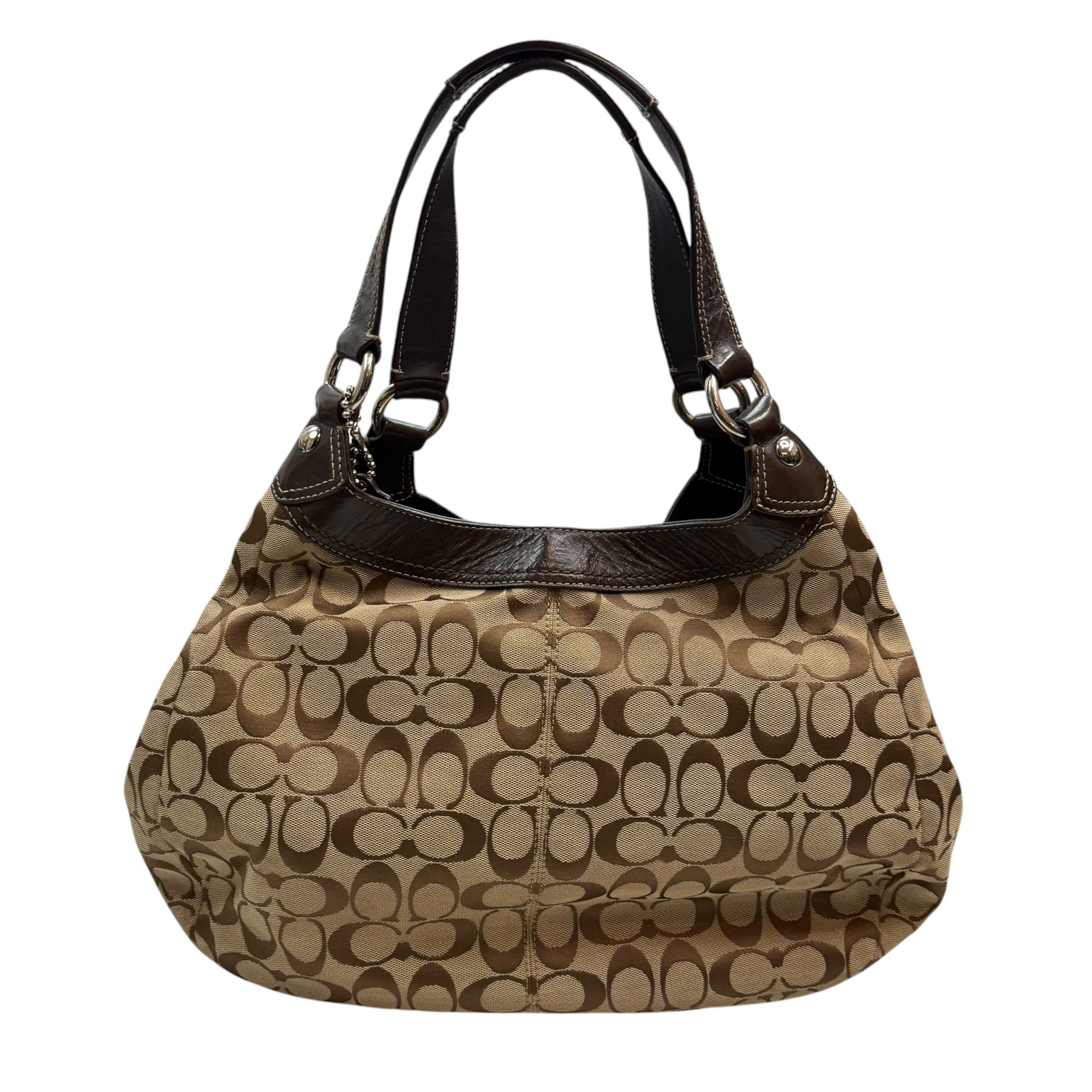 (W) Vintage Coach Soho Lynn Signature Hobo Bag Tan And Brown