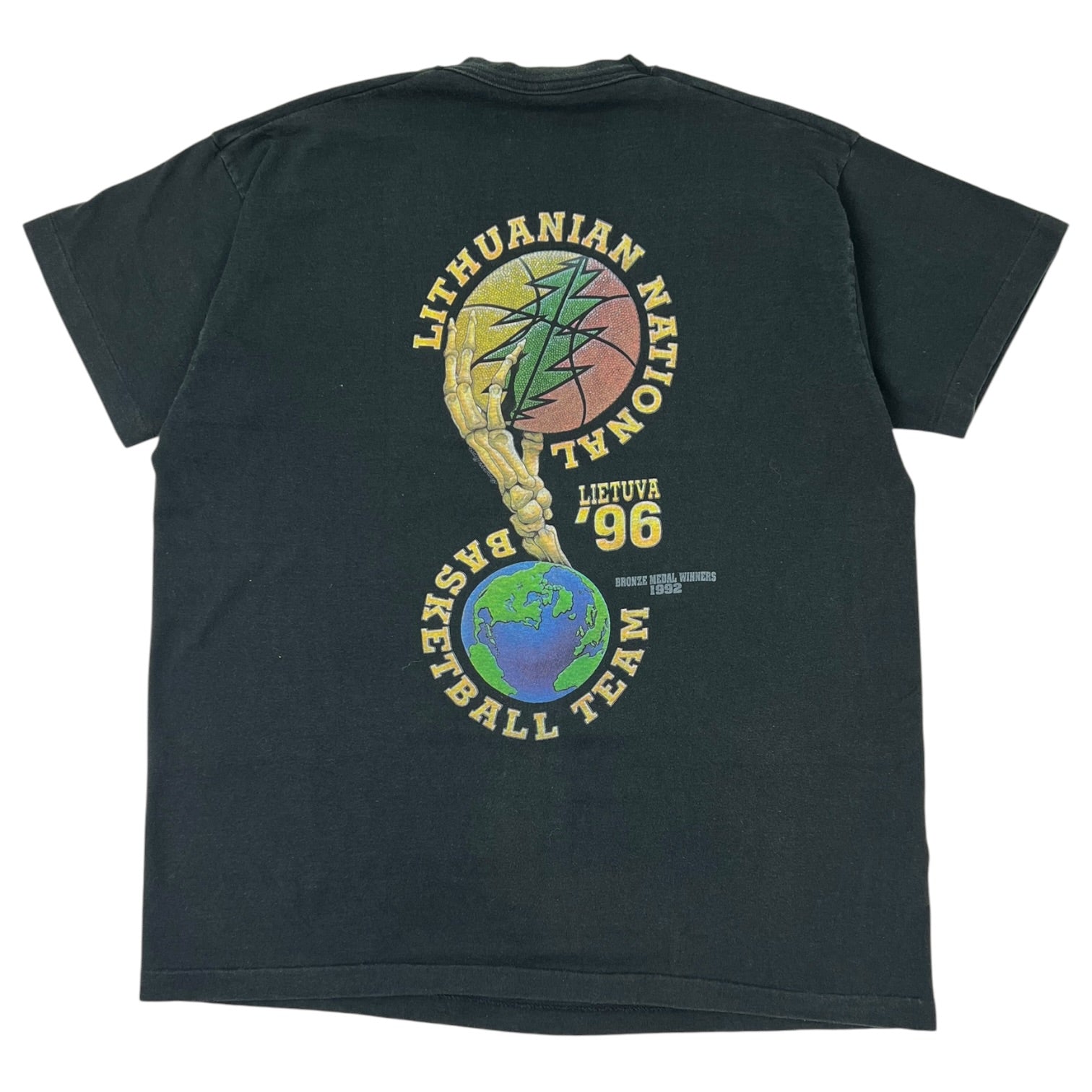 Vintage 1996 Lithuania Basketball Team T-Shirt Black