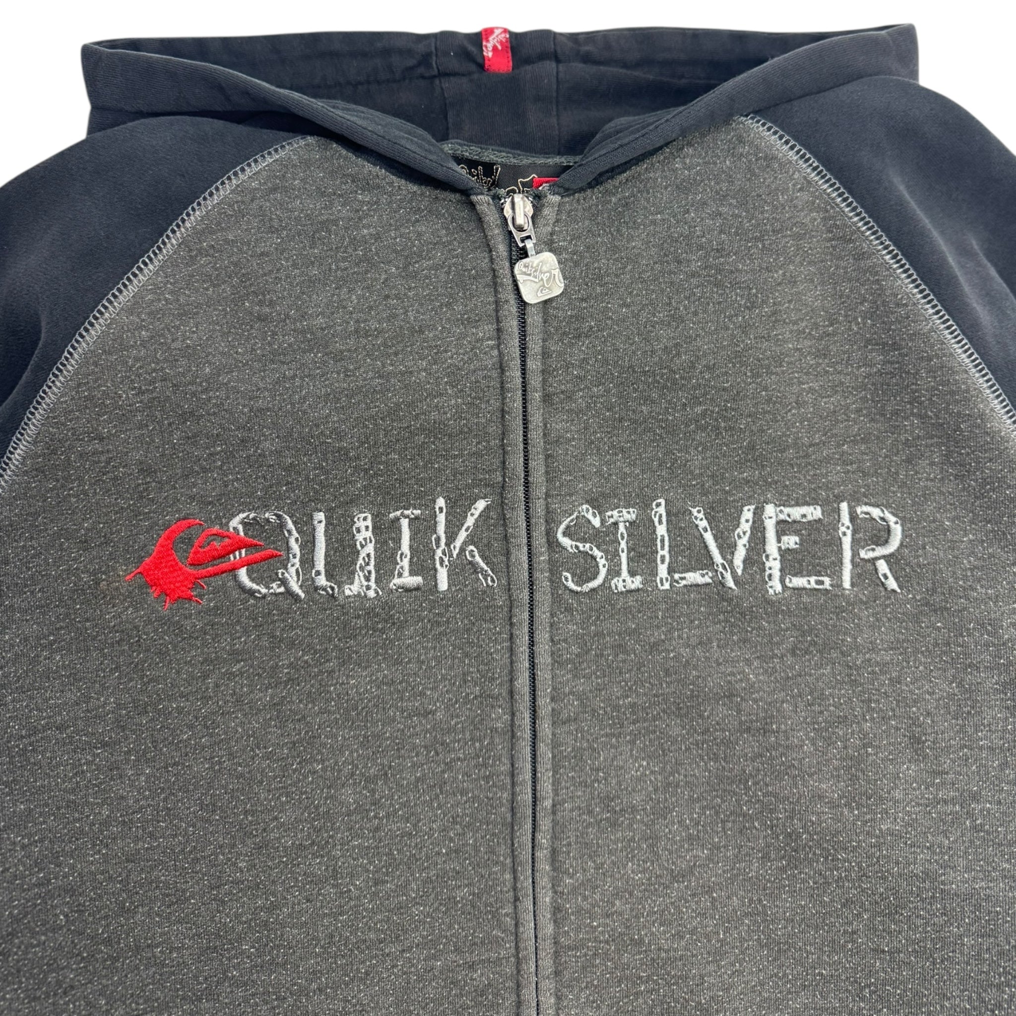Y2K Quiksilver Zip Up Hoodie Grey/Black