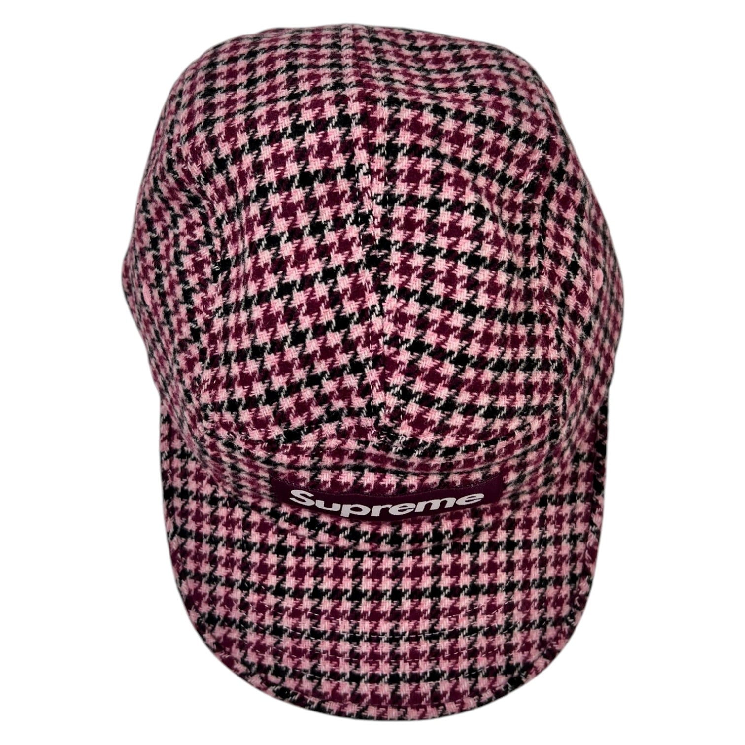 Supreme Houndstooth Wool Camp Cap Pink