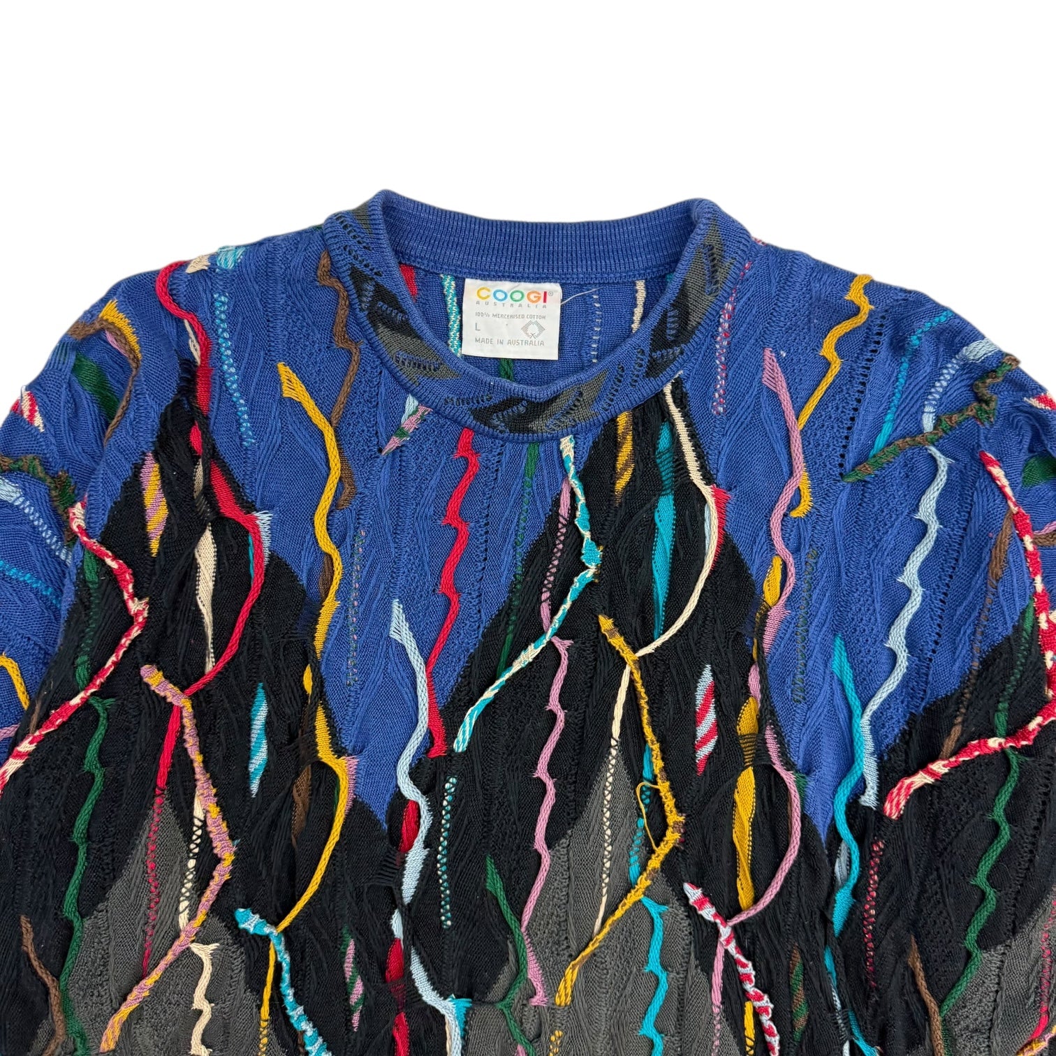 Vintage Coogi Australia Cable Knit Sweater Blue/Multicolour