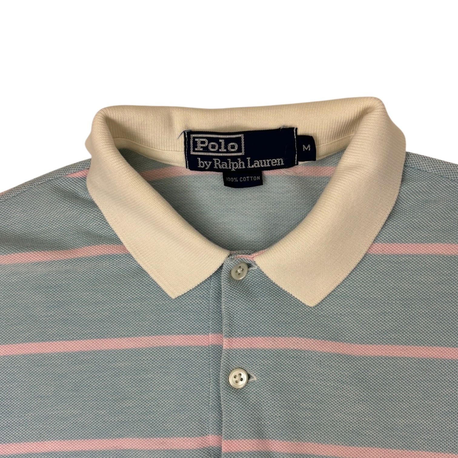 Vintage Polo Ralph Lauren Striped Polo T-Shirt Blue/Pink