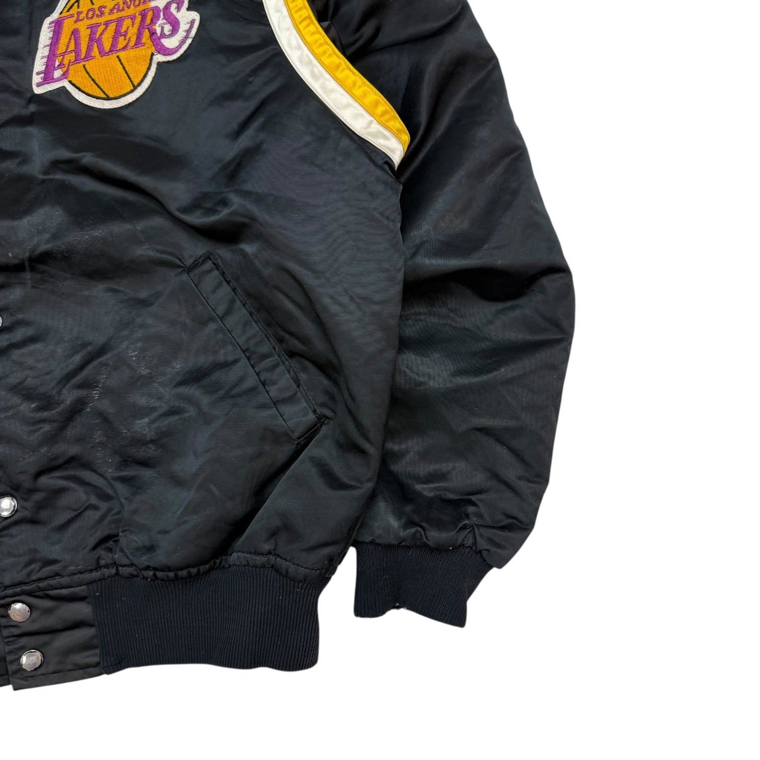 Vintage Starter Los Angeles Lakers Satin Bomber Jacket Black