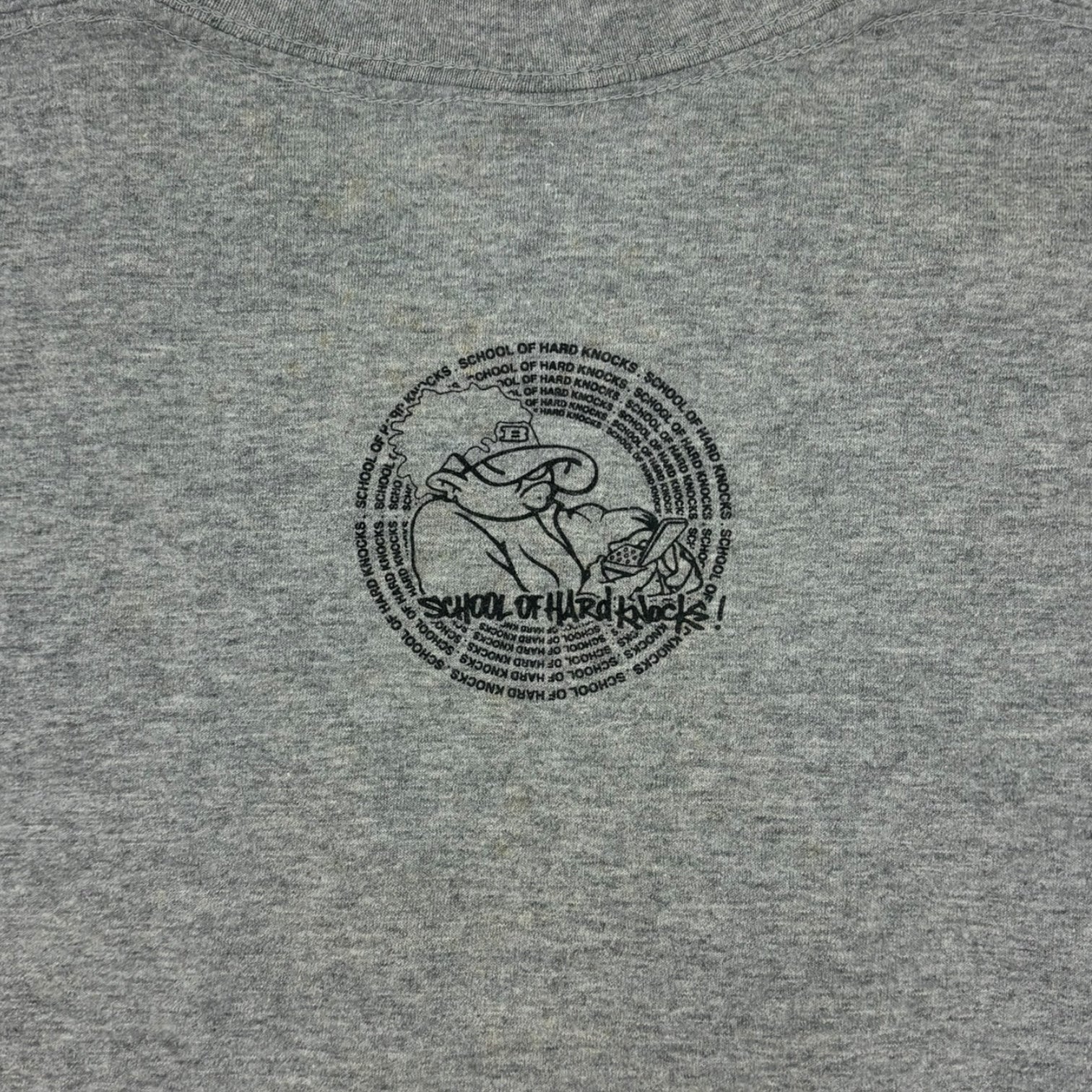 Vintage Y2K School Of Hard Knocks T-Shirt Grey