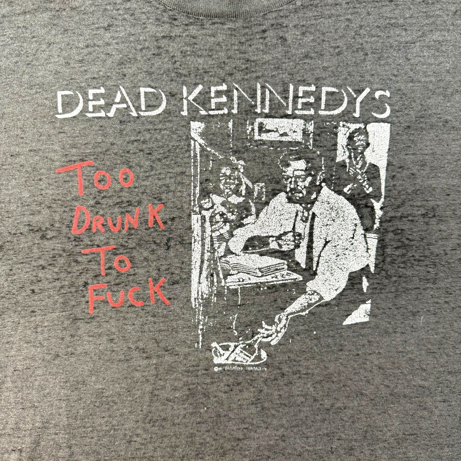 1980s Dead Kennedys ‘Too Drunk To F**k’ Tee Faded Black