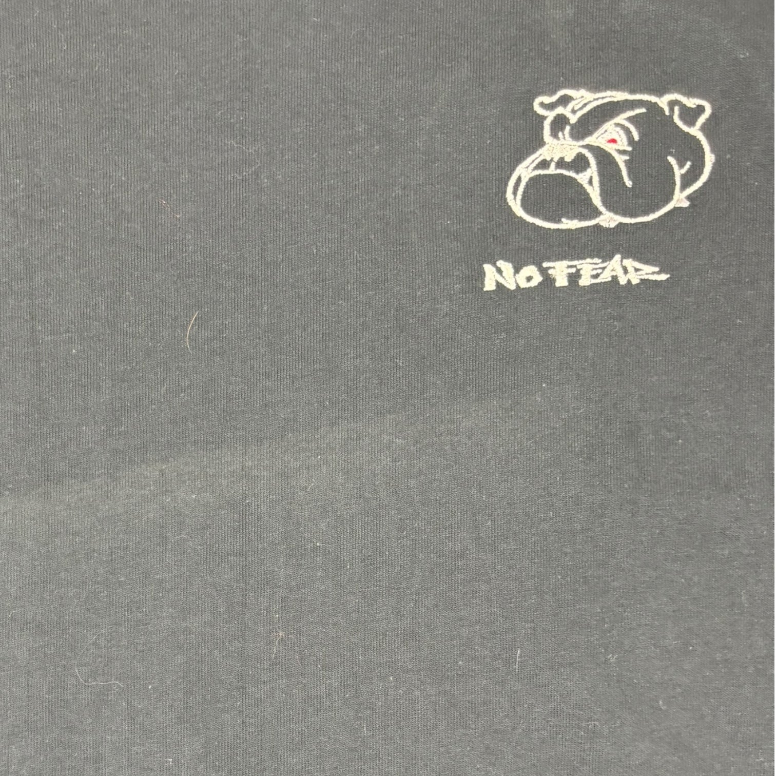 Vintage No Fear Embroidered Bulldog T-Shirt Black