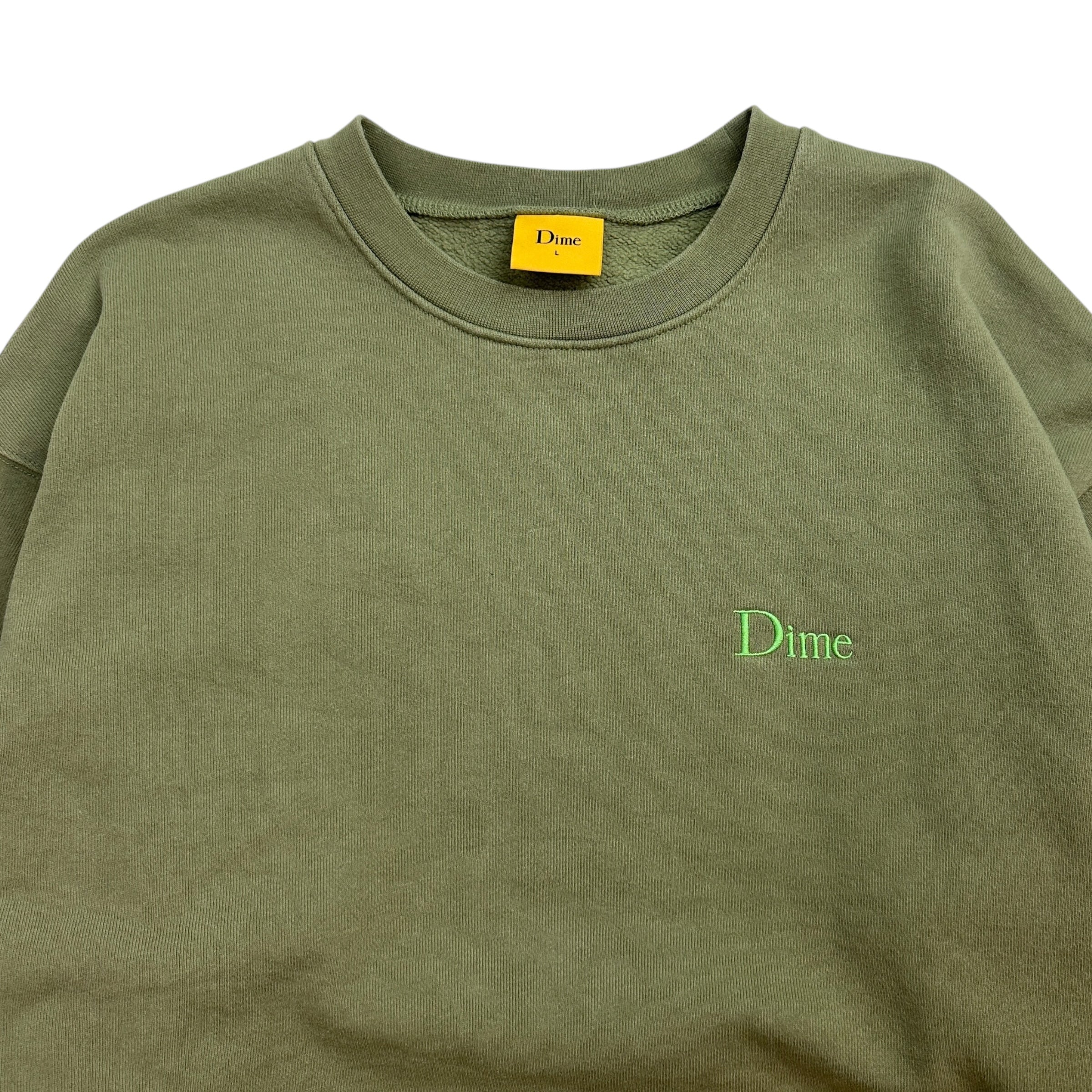 Dime Skateboards Embroidered Logo Crewneck Green