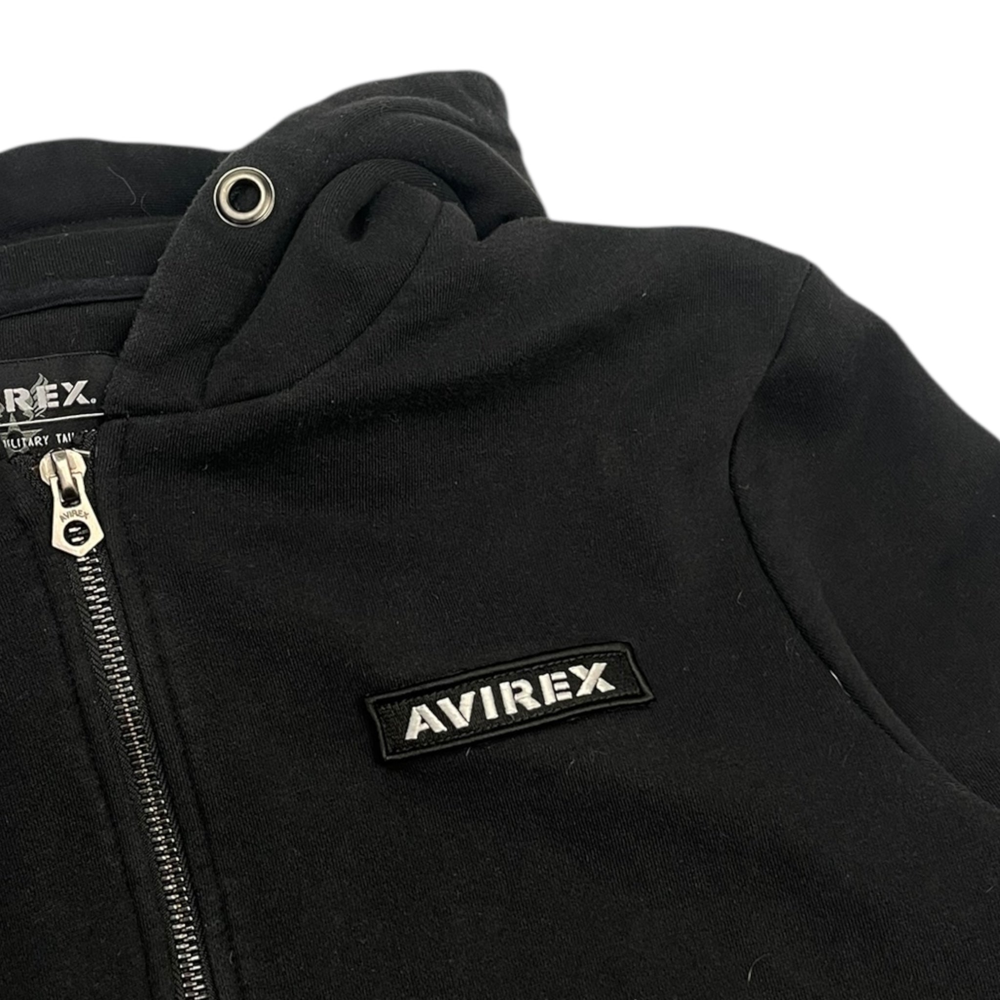 Vintage Y2K Avirex Hooded Zip Up Hoodie Black