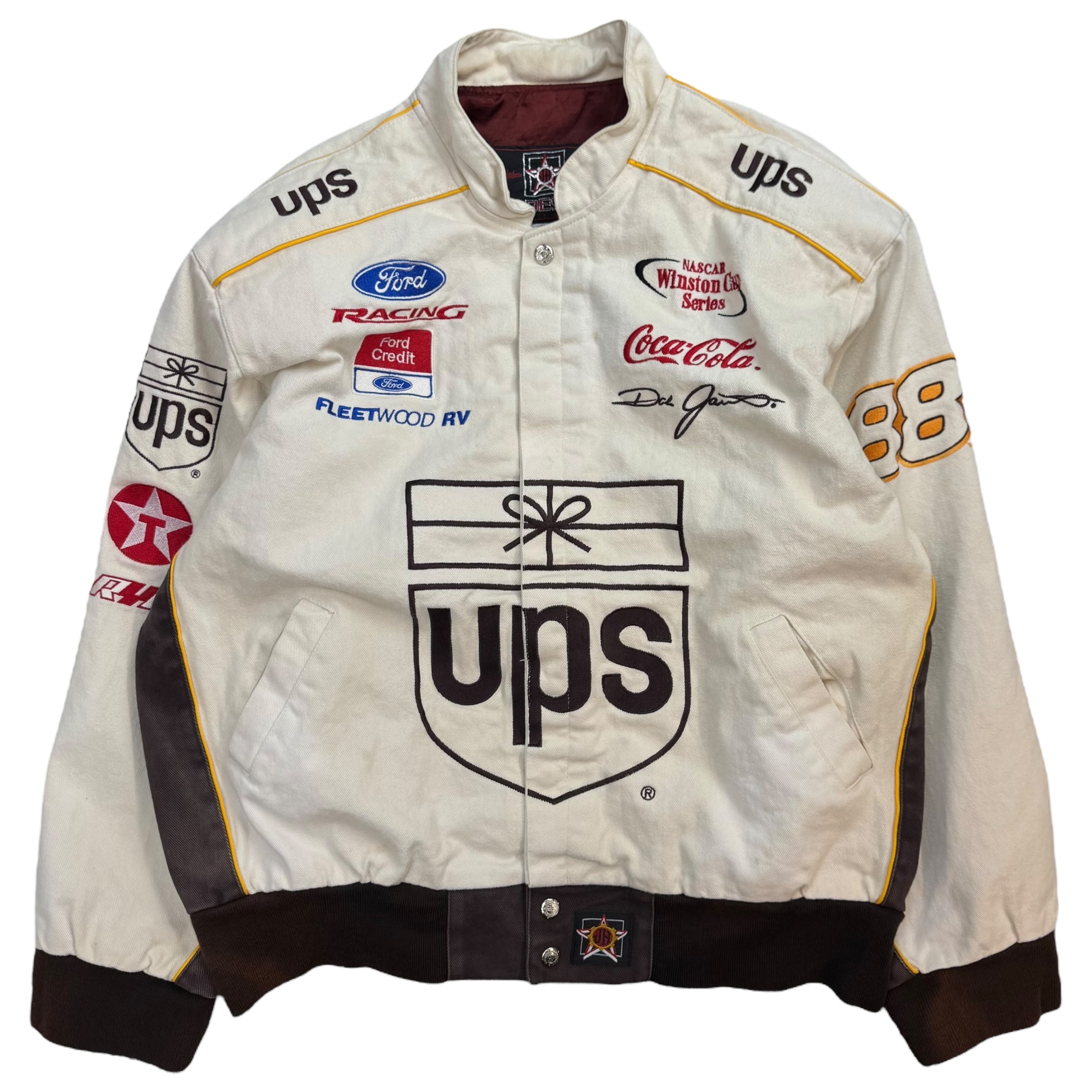 Vintage Jeff Hamilton NASCAR UPS Dale Jarrett Racing Jacket White