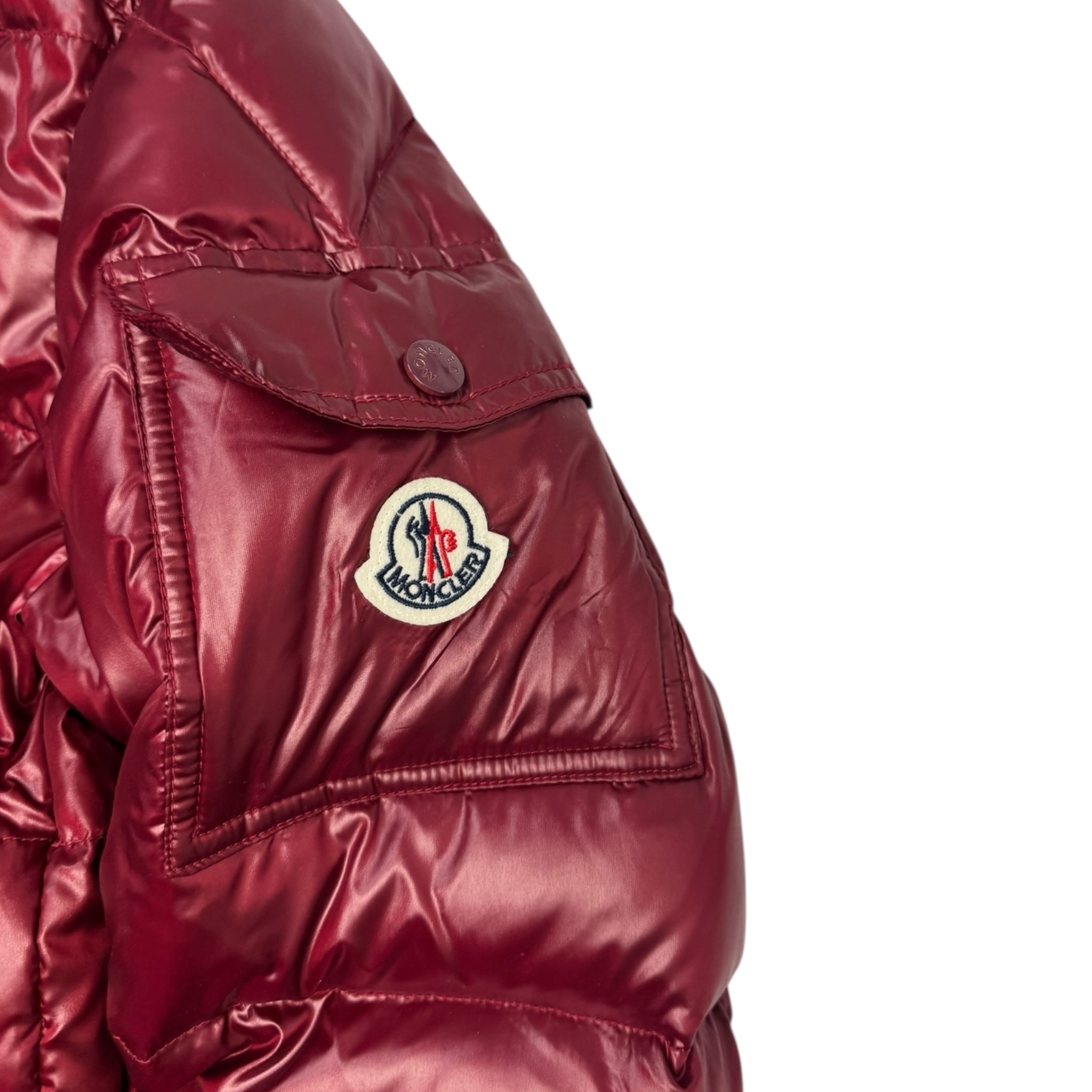 Moncler Maya Hooded Puffer Jacket Burgundy