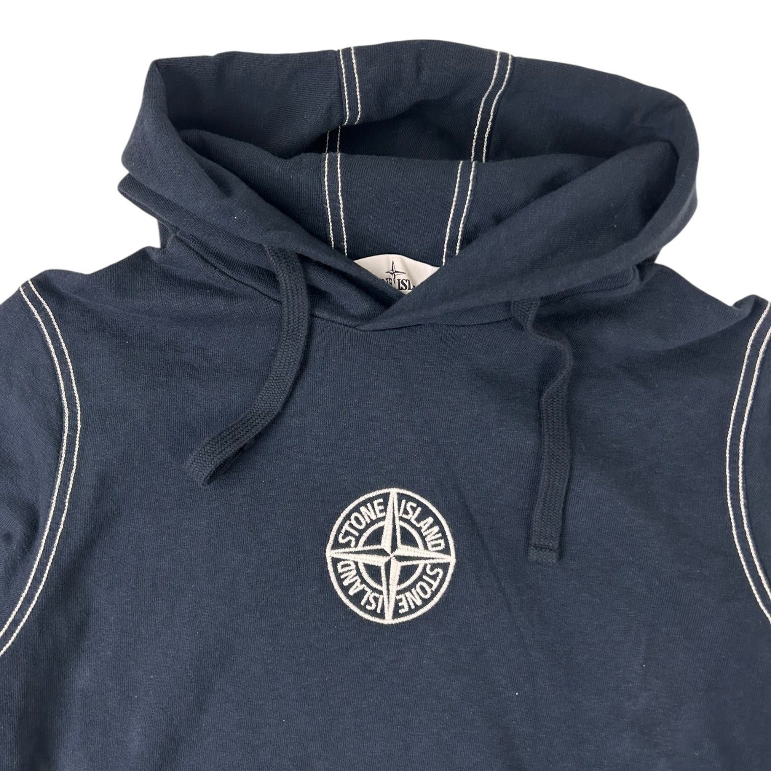 Stone Island Embroidered Logo Hoodie Navy