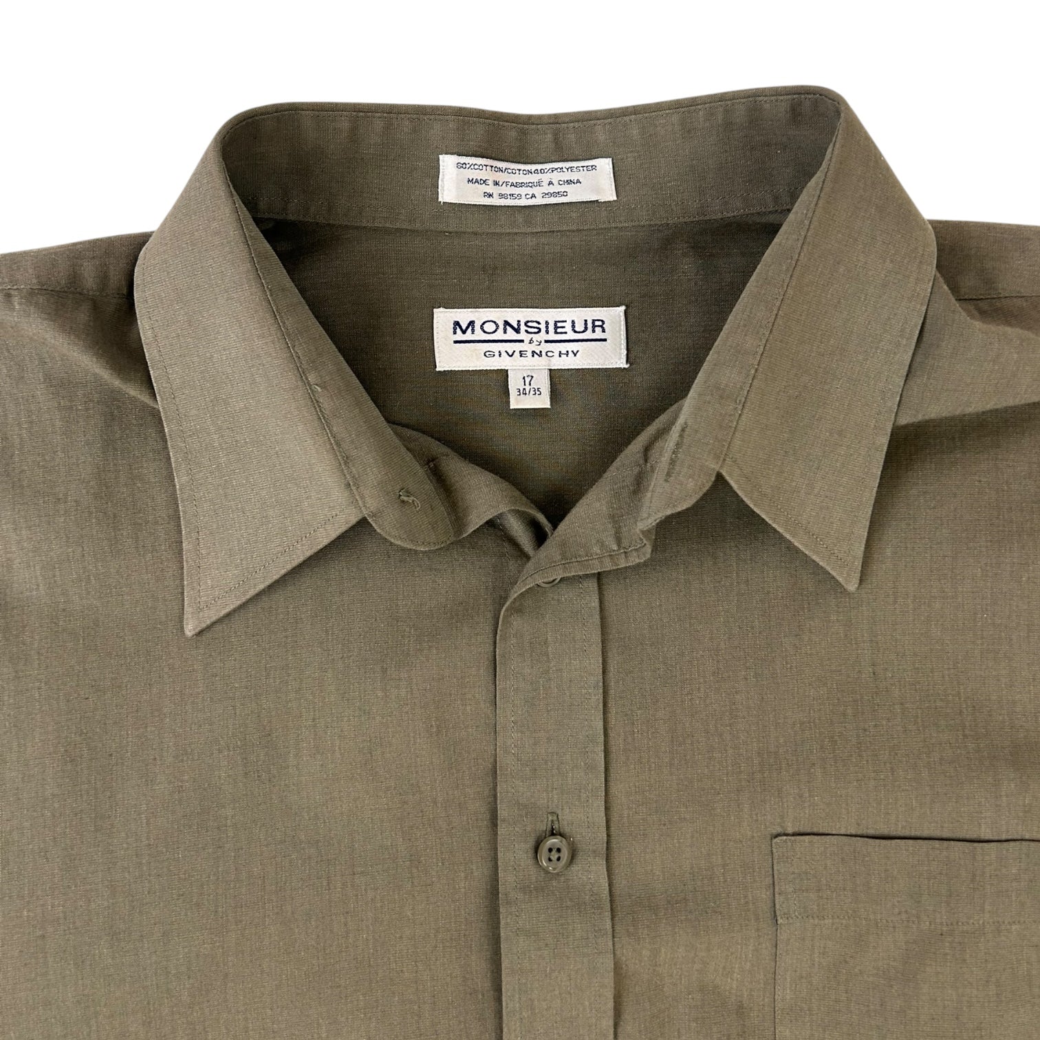 Vintage Monsiuer By Givenchy Long Sleeve Dress Shirt Green