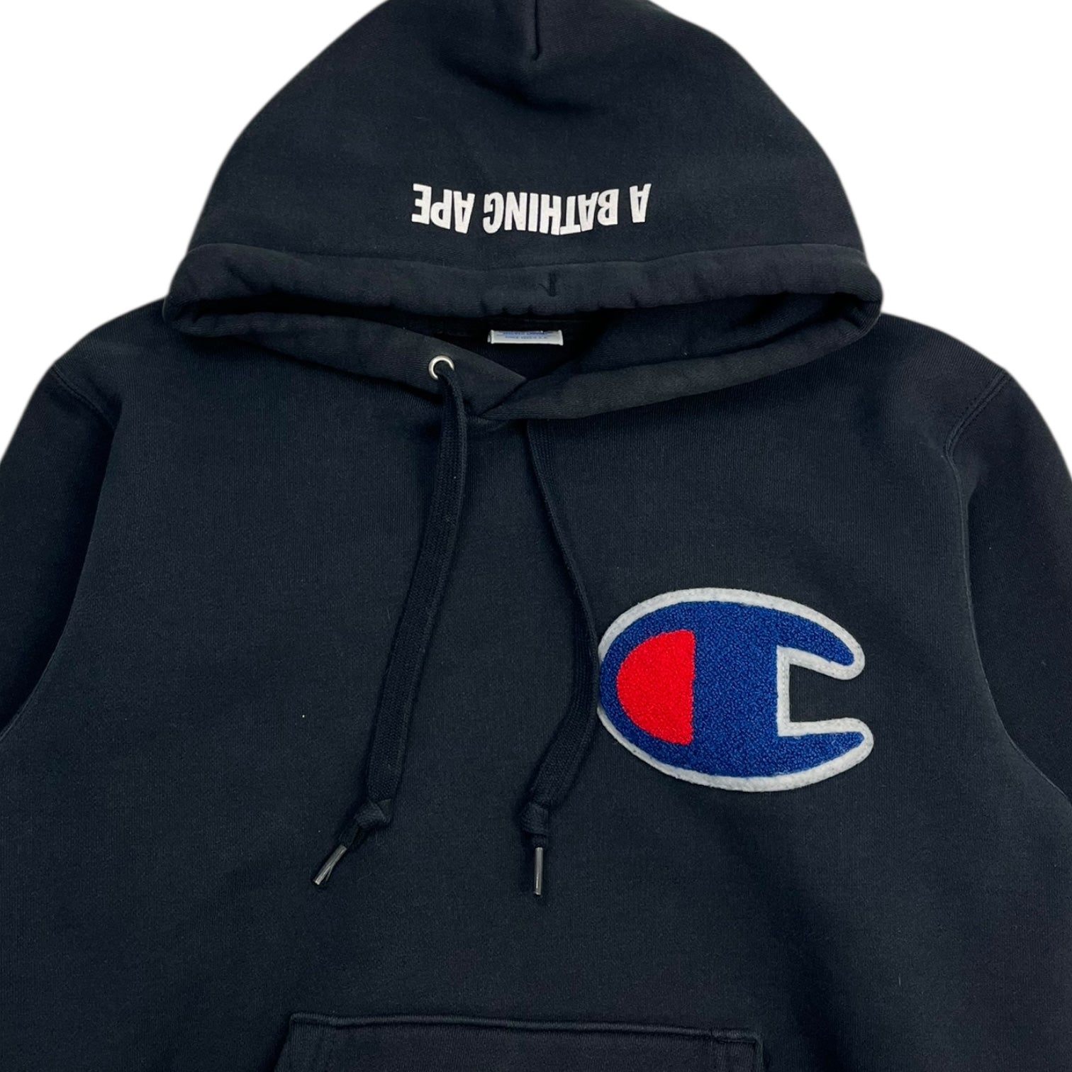 Bape X Champion Chenille Logo Hoodie Black