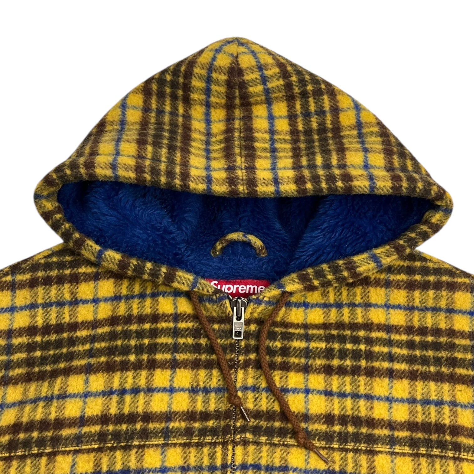Supreme Plaid Wool Hooded Work Jacket Brown