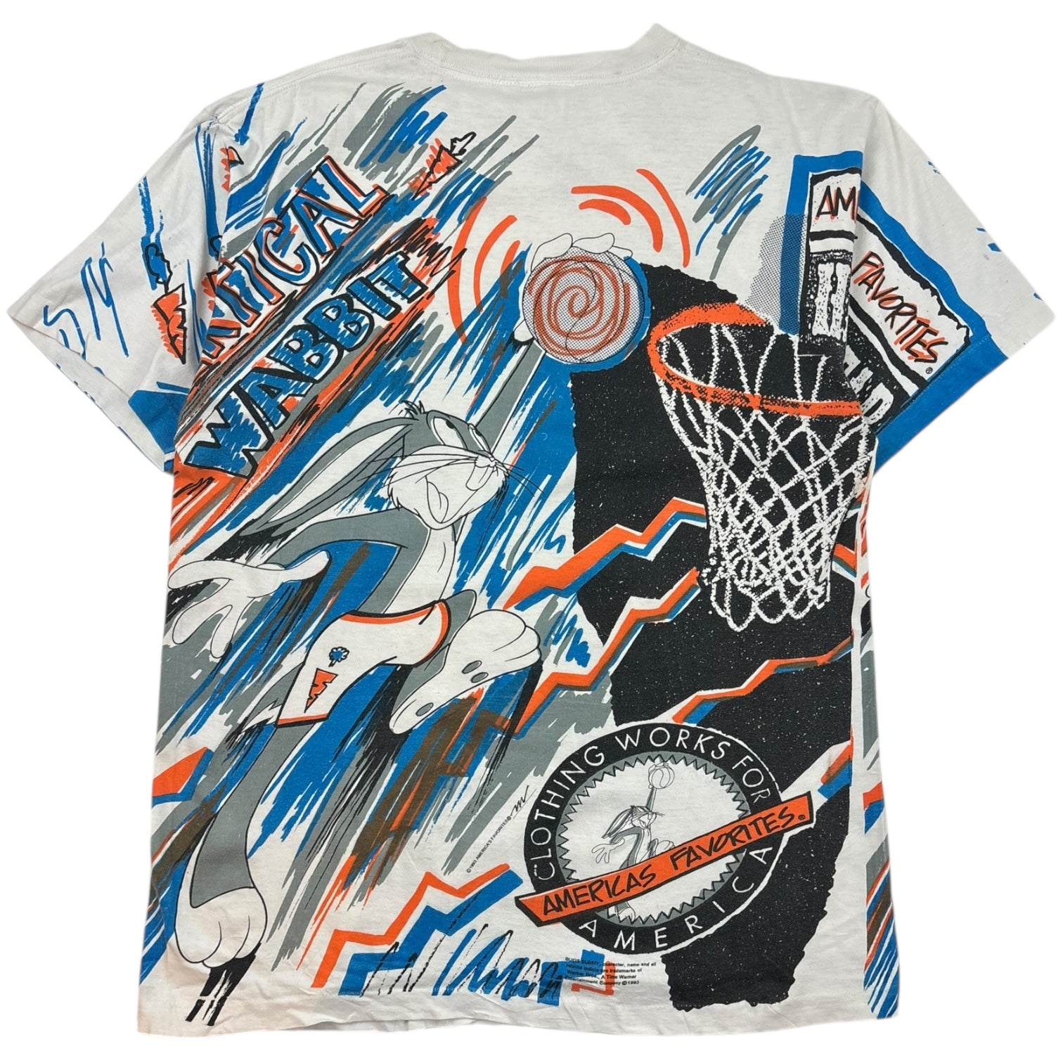 Vintage 1993 Bugs Bunny “America’s Favourite” Basketball AOP T-Shirt White